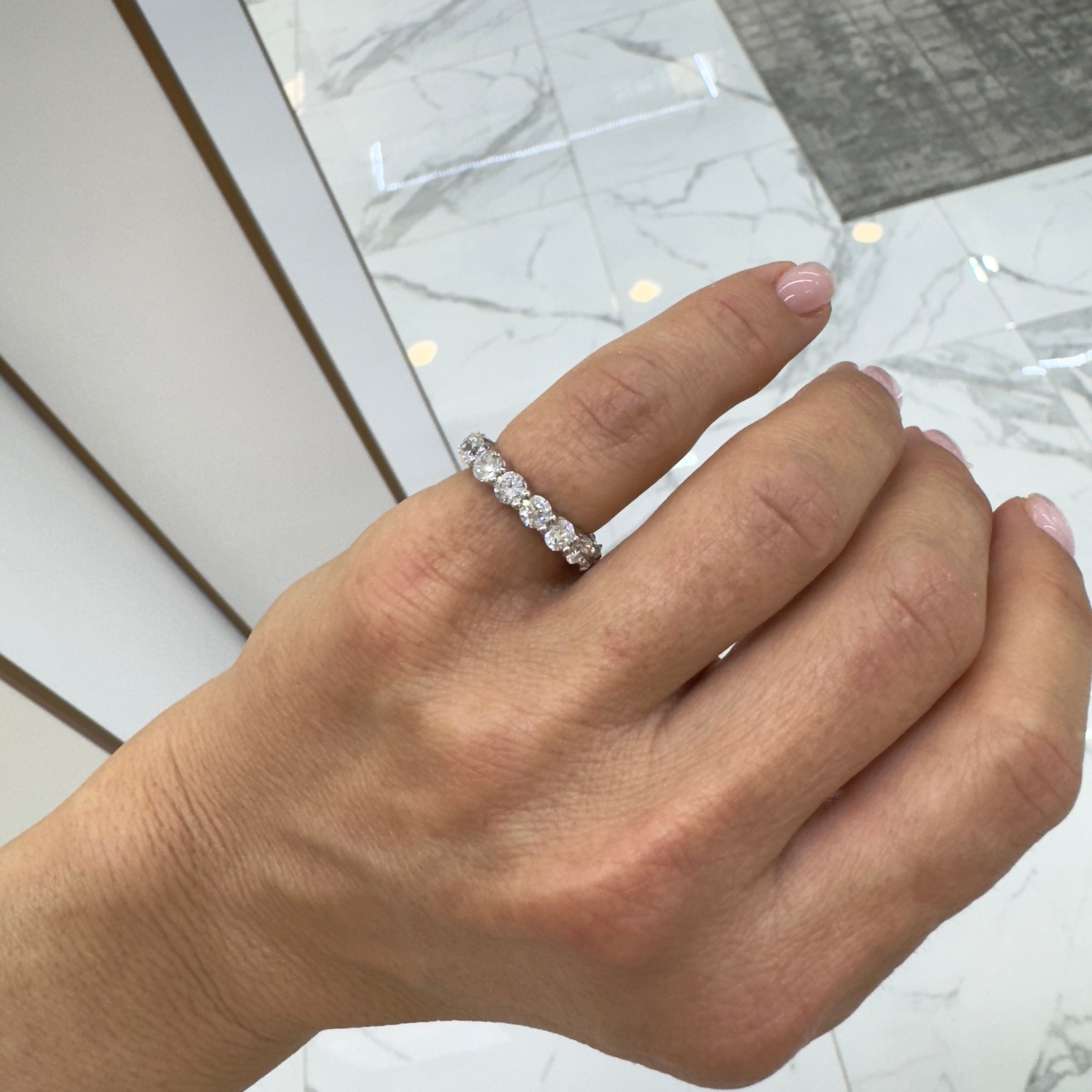 Ladies 14K White Gold Full Eternity 2.93ct Diamond Wedding Band