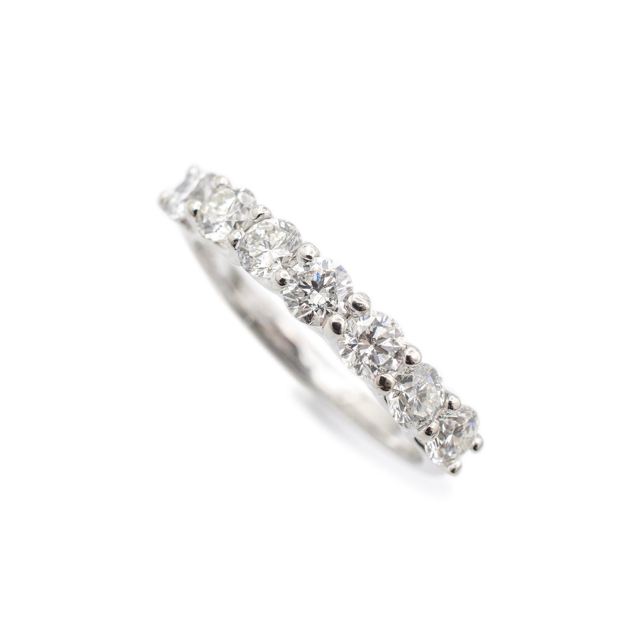 Ladies 14K White Gold 7 Across Half Eternity 1.10CT Diamond Wedding Band