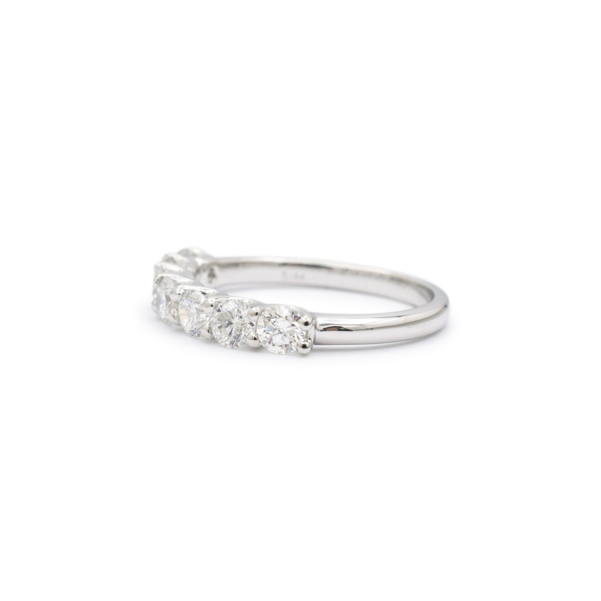 Ladies 14K White Gold 7 Across Half Eternity 1.10CT Diamond Wedding Band