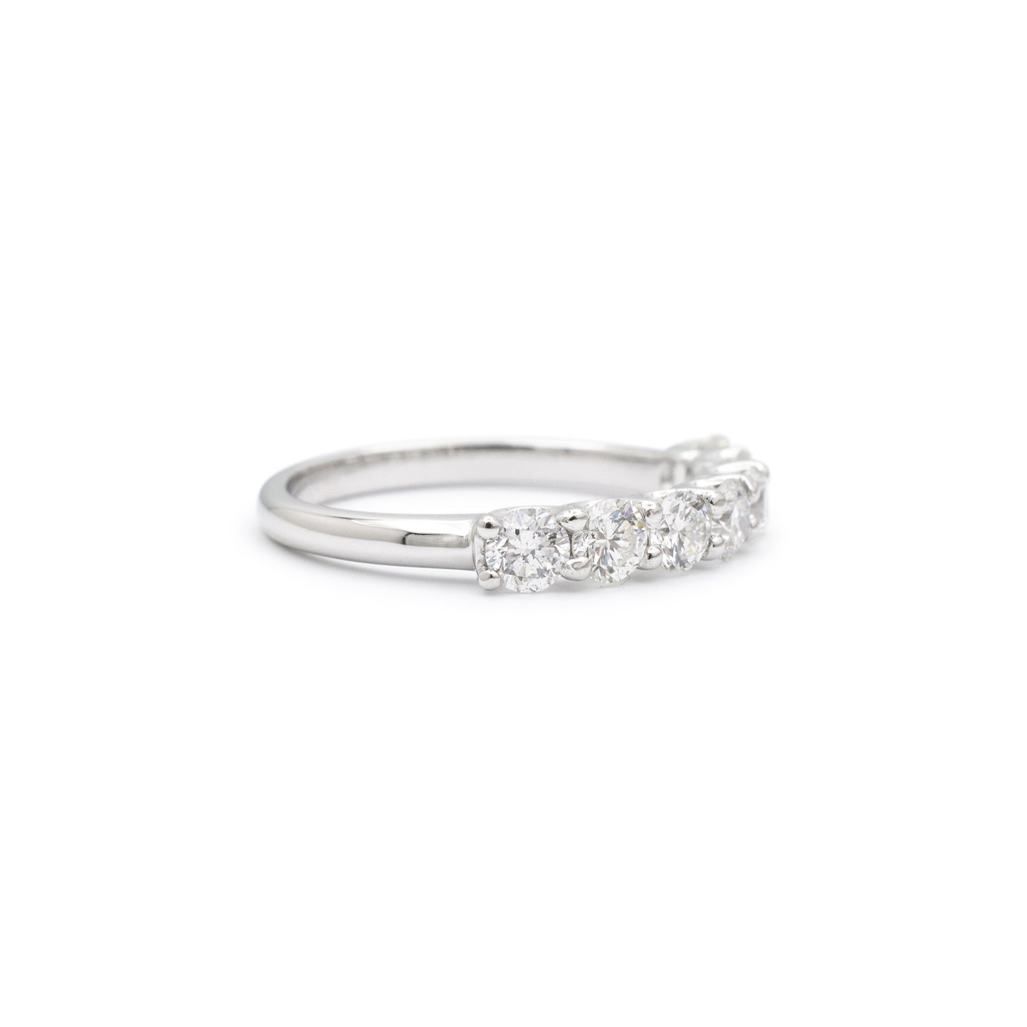 Ladies 14K White Gold 7 Across Half Eternity 1.10CT Diamond Wedding Band