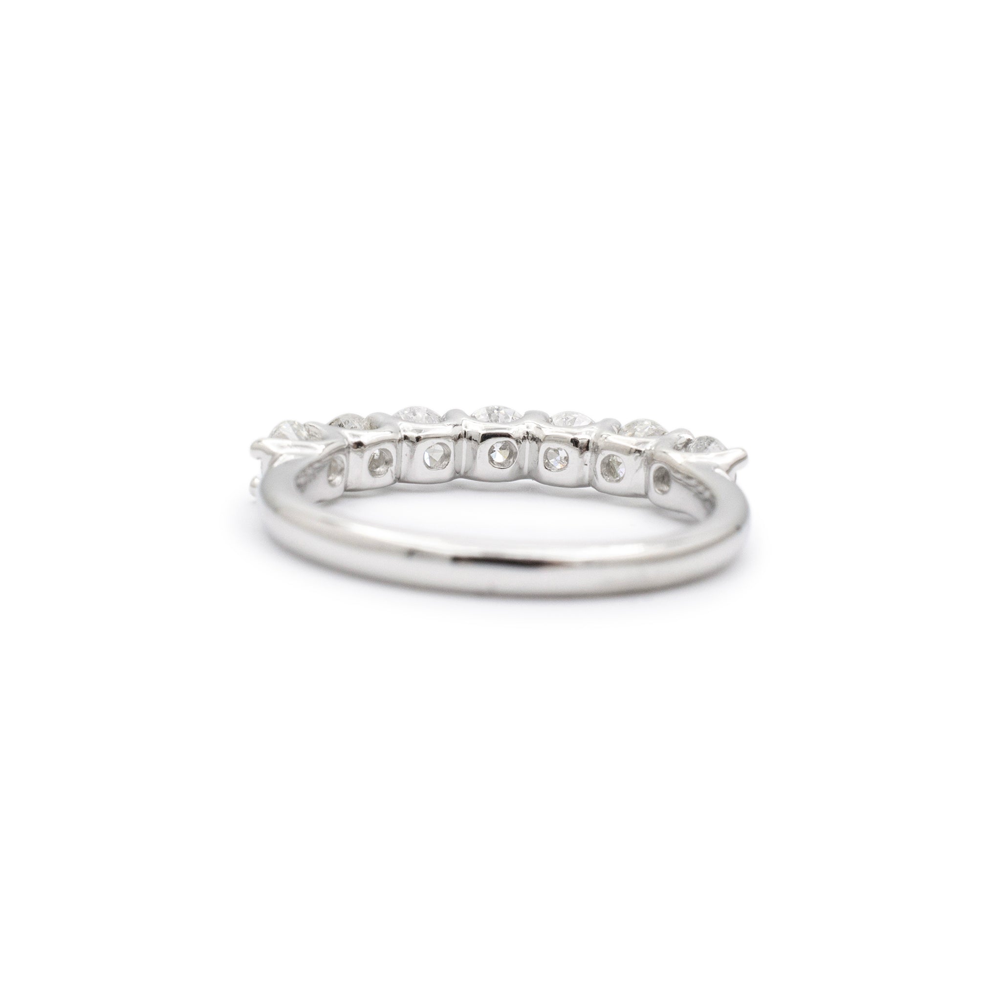 Ladies 14K White Gold 7 Across Half Eternity 1.10CT Diamond Wedding Band