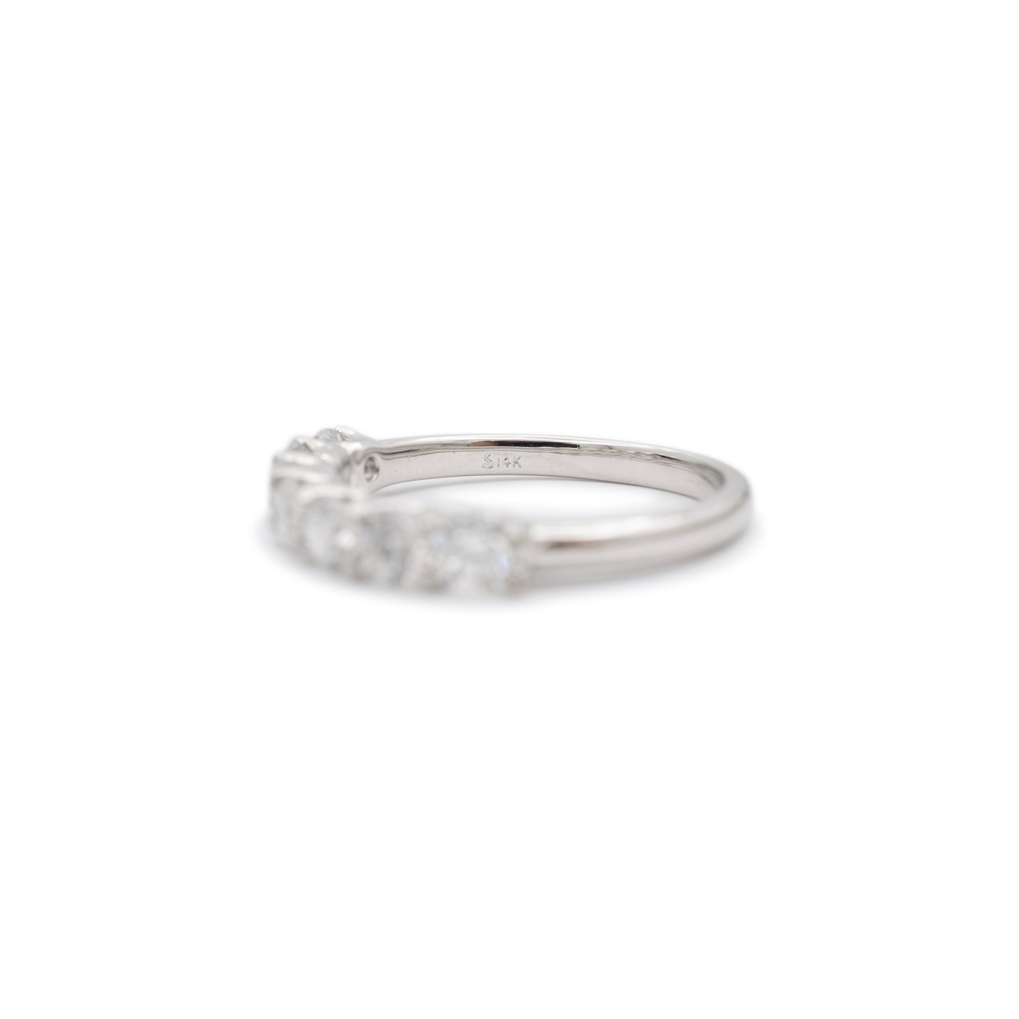 Ladies 14K White Gold 7 Across Half Eternity 1.10CT Diamond Wedding Band