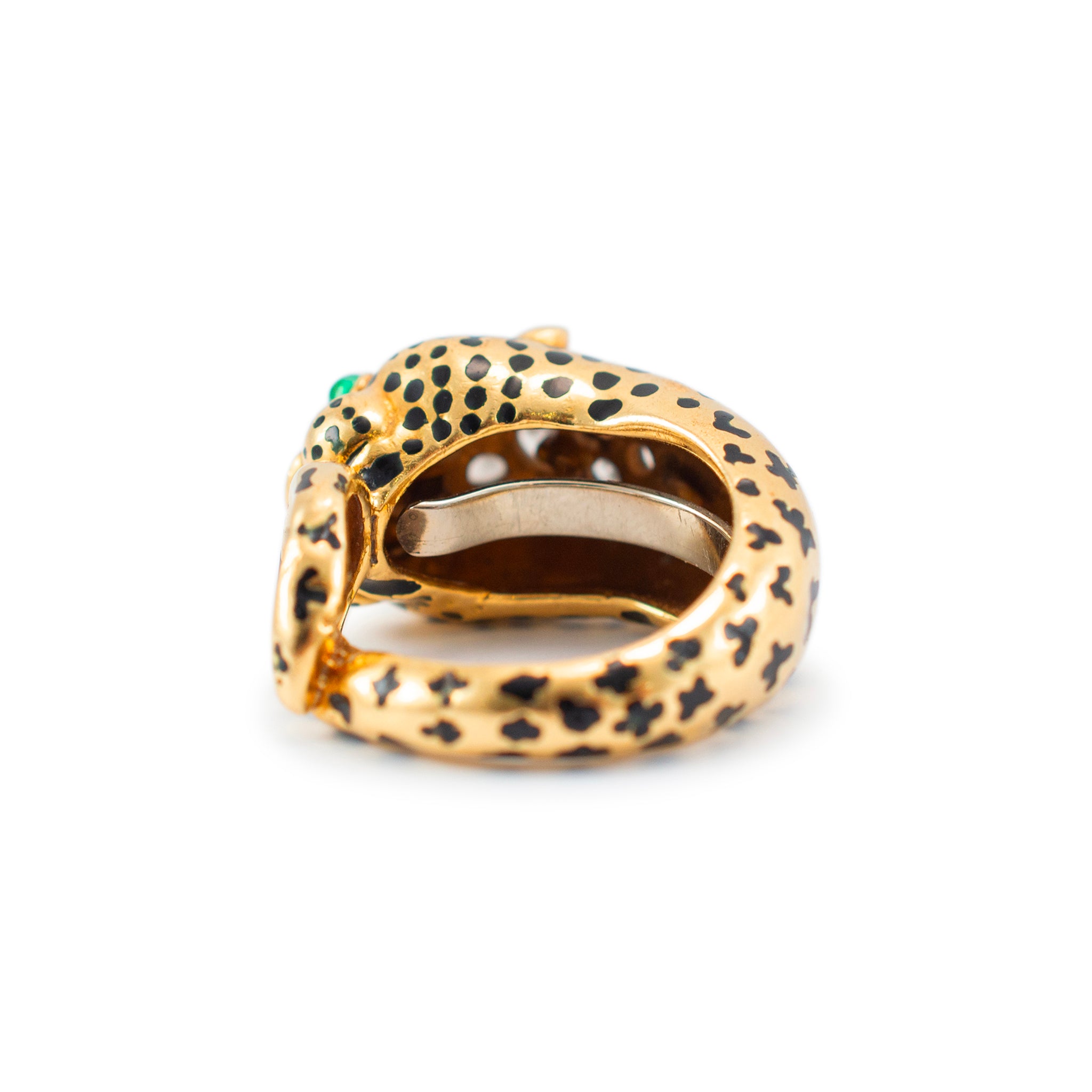 David Webb 18K Yellow Gold & Platinum Leopard Looped Tail Diamond Cocktail Ring