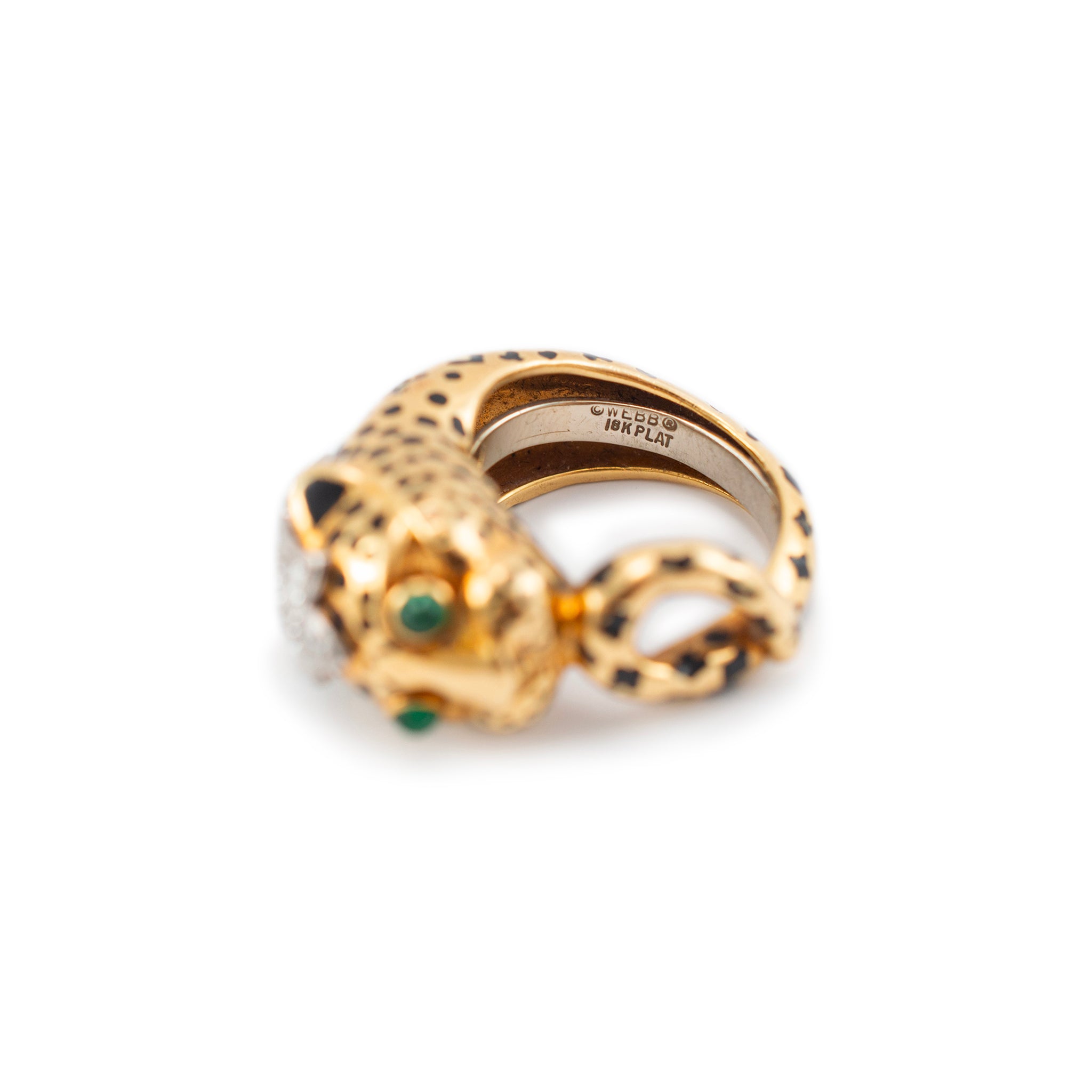 David Webb 18K Yellow Gold & Platinum Leopard Looped Tail Diamond Cocktail Ring