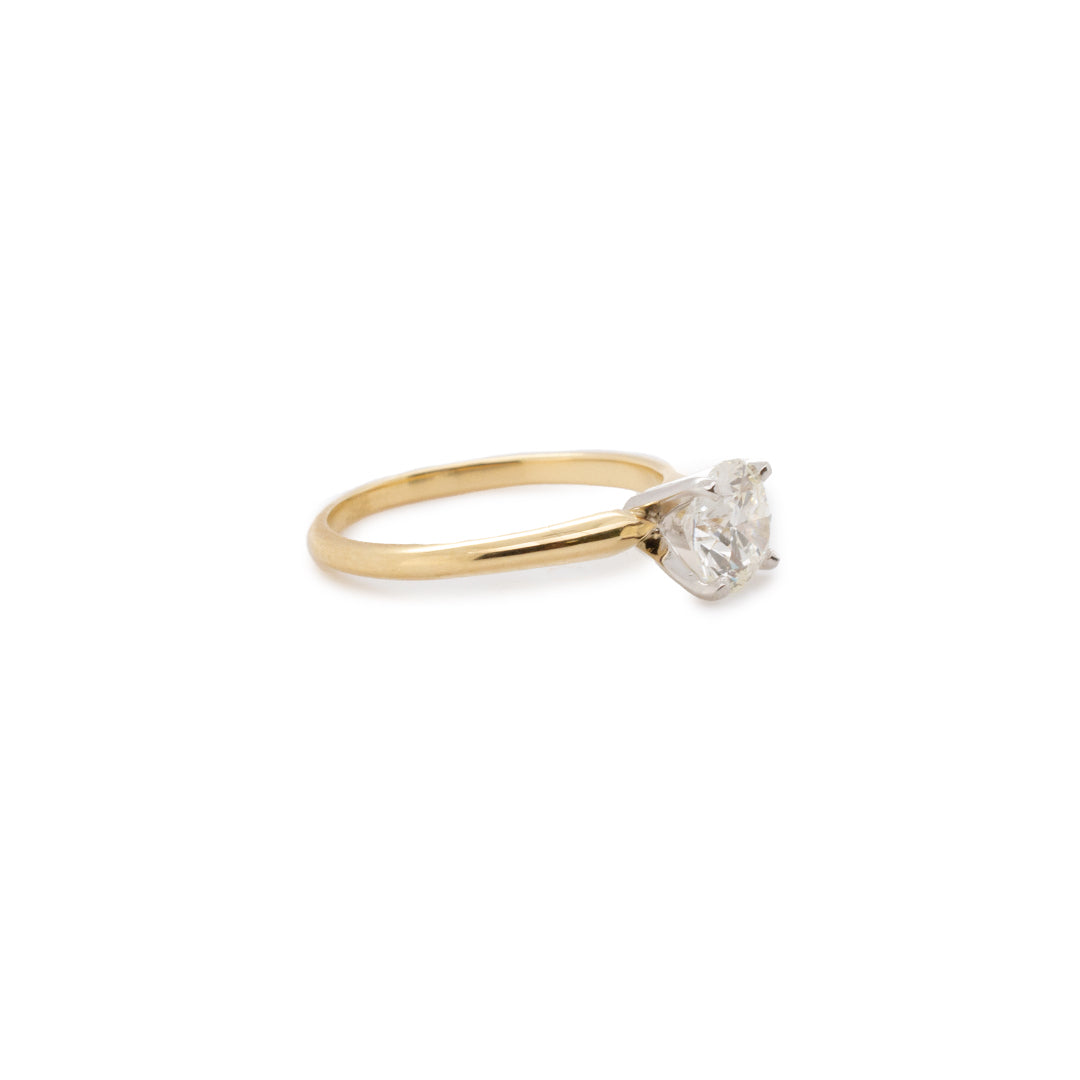 Ladies 18K Yellow Gold & Platinum Ladies Solitaire Lab-Grown Diamond Engagement Ring