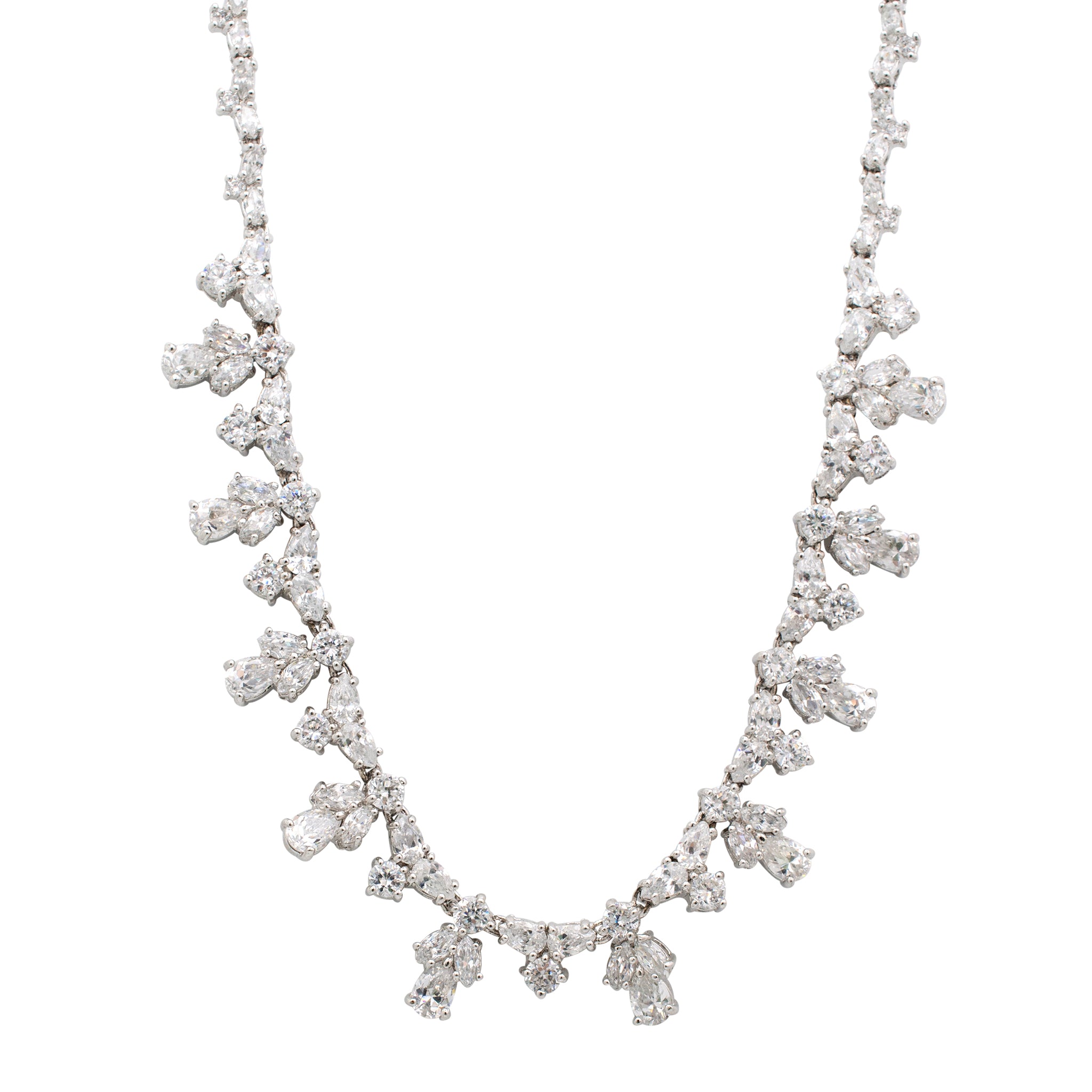 Ladies 925 Sterling Silver Cubic Zirconia Red Carpet Chain Necklace