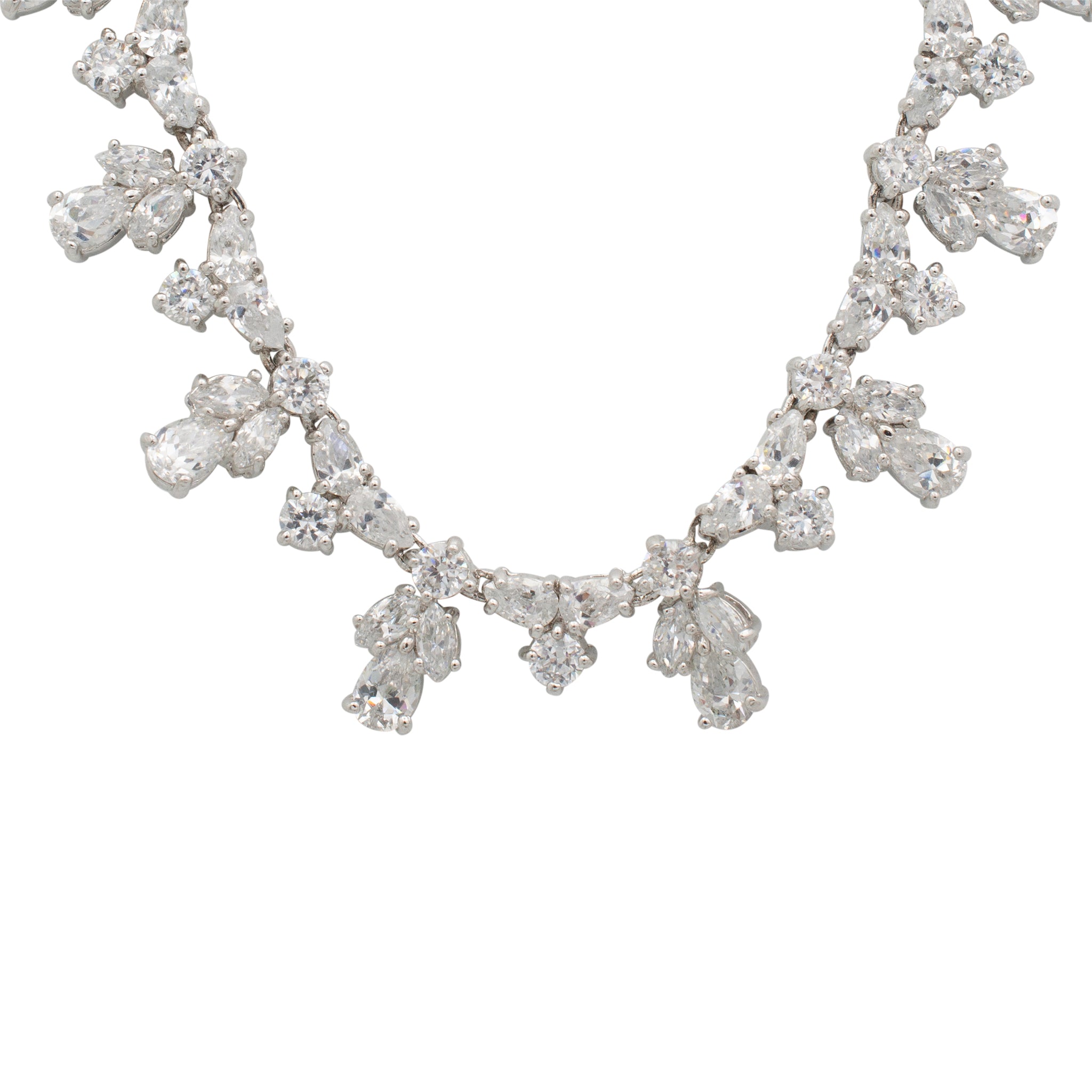 Ladies 925 Sterling Silver Cubic Zirconia Red Carpet Chain Necklace