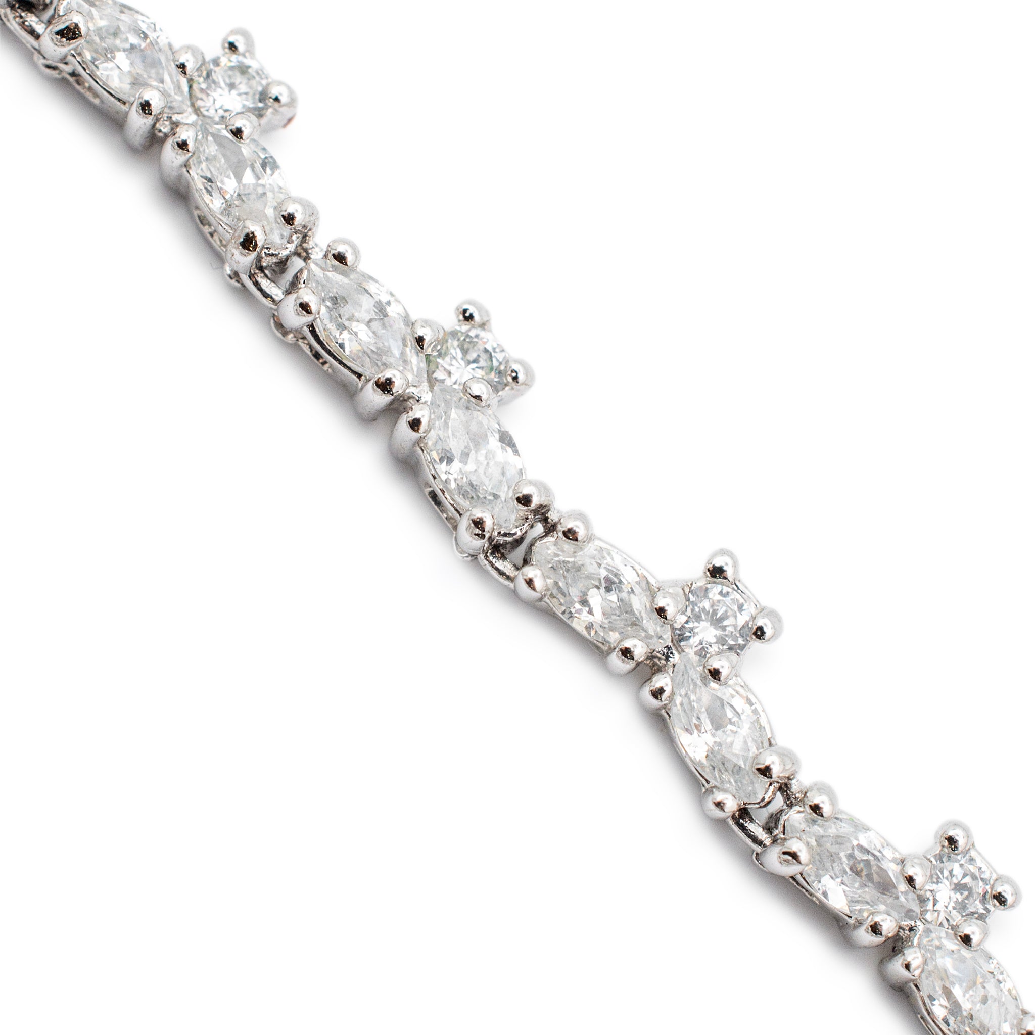 Ladies 925 Sterling Silver Cubic Zirconia Red Carpet Chain Necklace