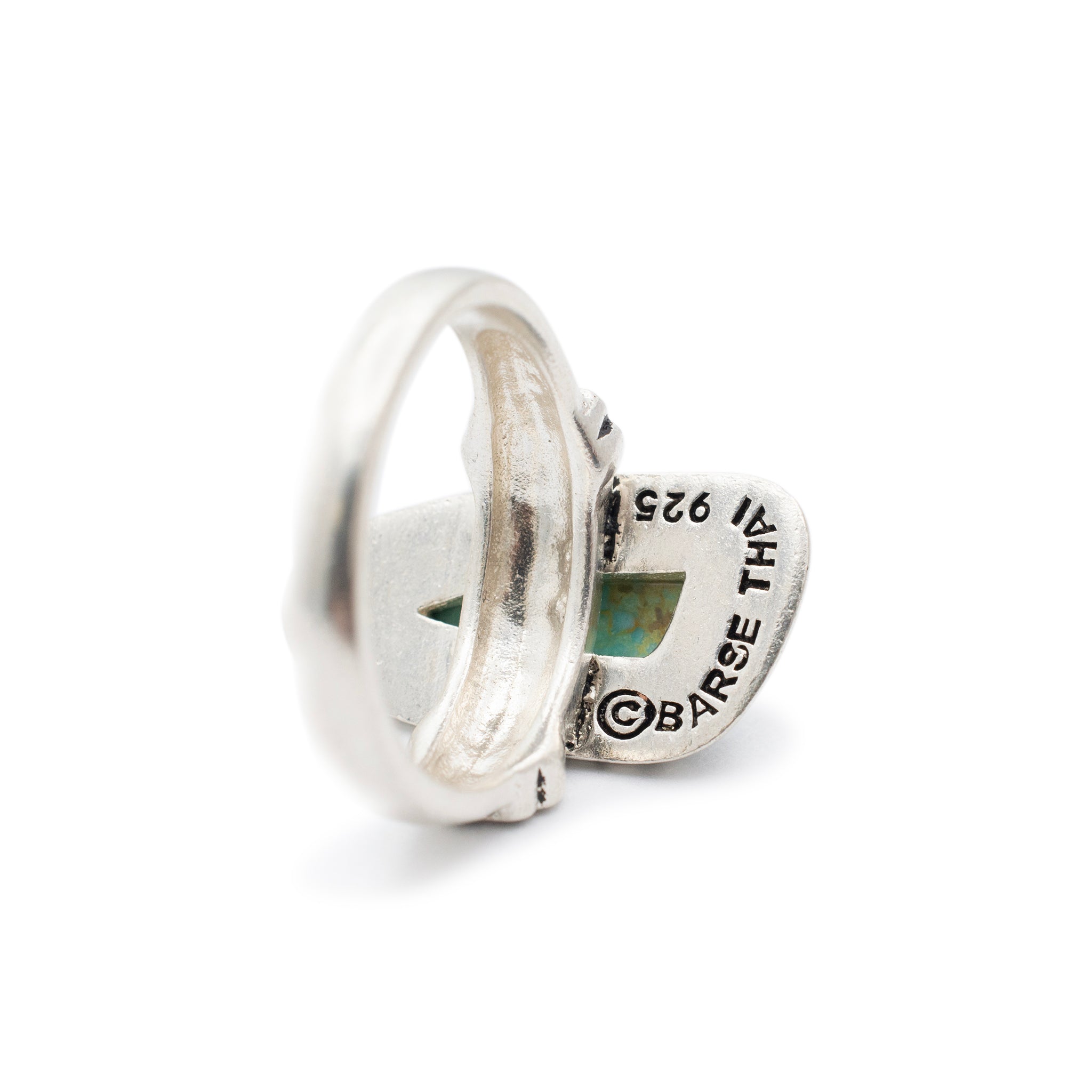 Vintage 925 Sterling Silver Roped Turqouise Cocktail Ring