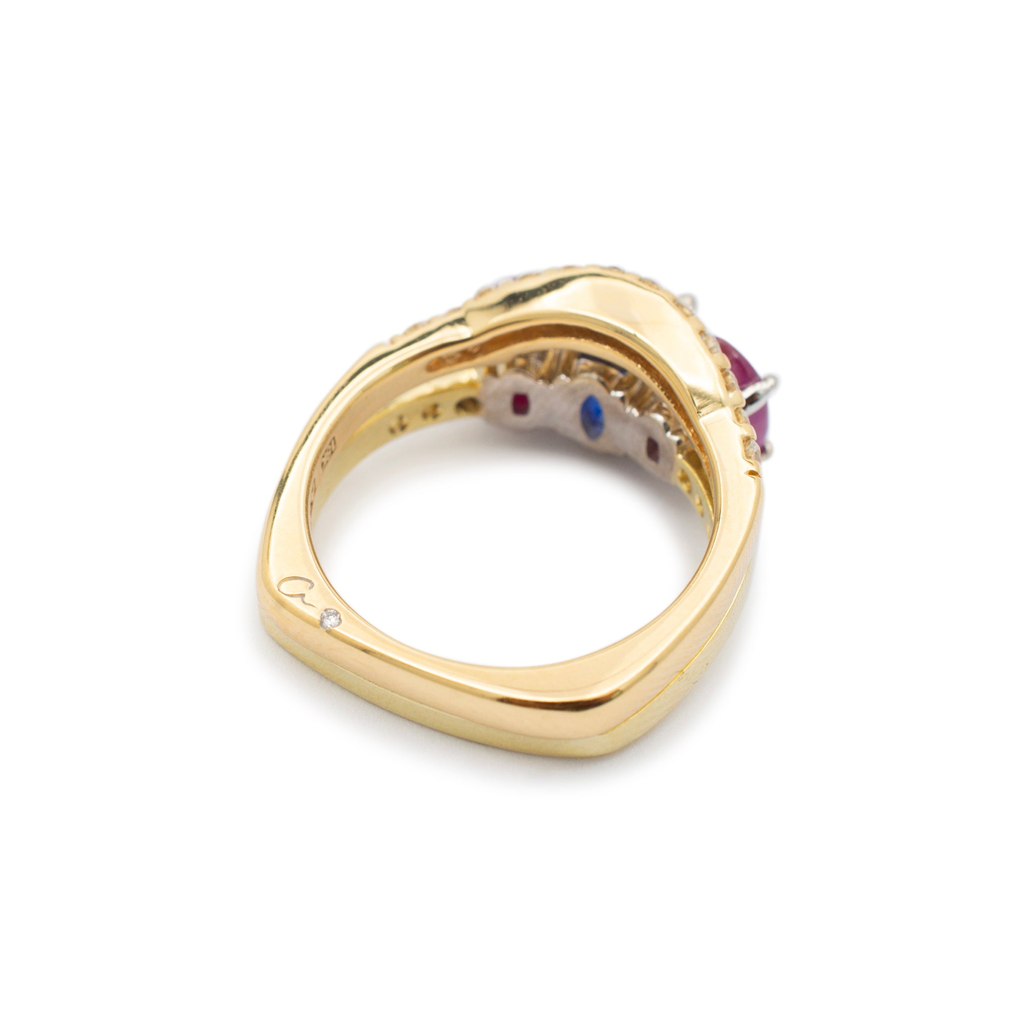 A. Jaffe 18K Green & White Gold AGL Sapphire Ruby Diamond Cocktail Ring Set