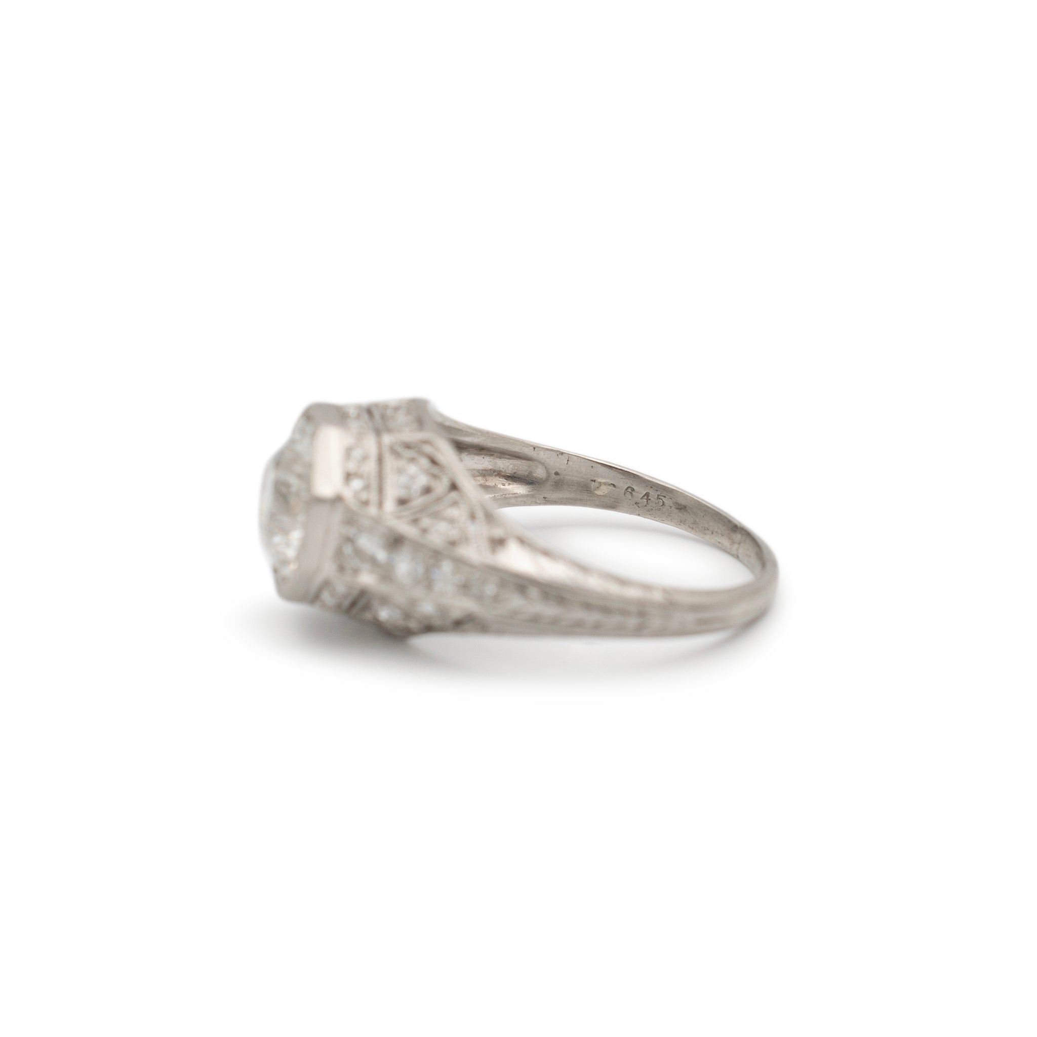 Ladies Antique Art Deco 1.71CT Gia Filigreed Diamond Engagement Ring