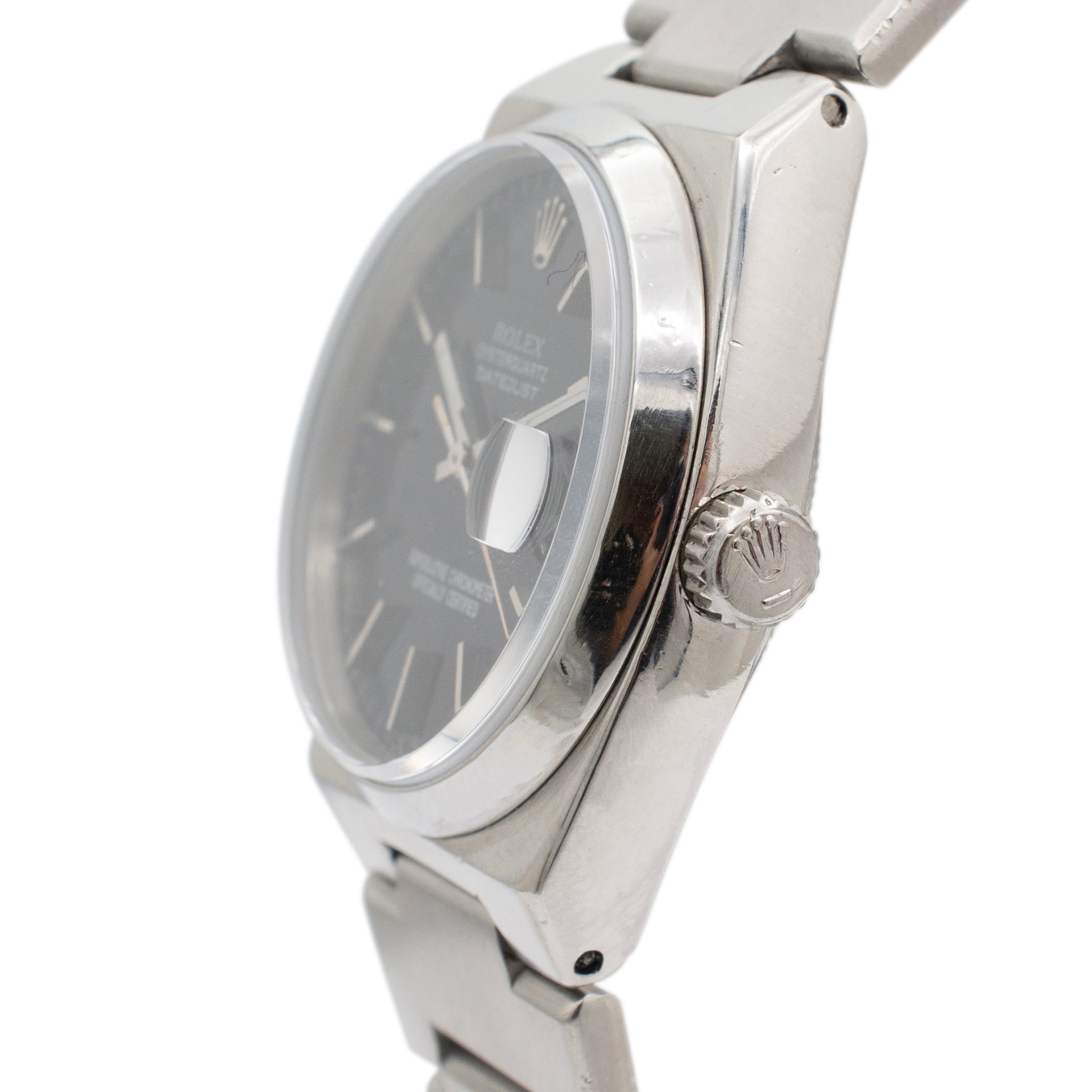 Vintage Rolex Oysterquartz Datejust 36MM 17000 Steel Black Dial Quartz Watch