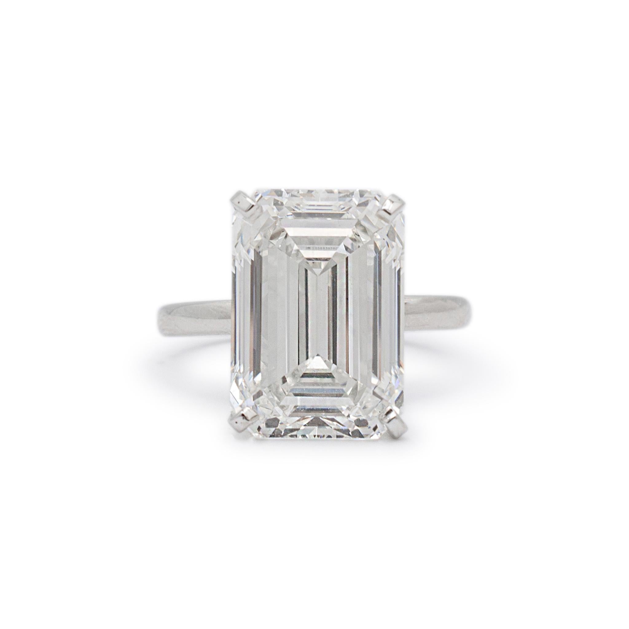 Ladies 14K White Gold Igi 10.18ct Emerald Cut Diamond Solitaire Engagement Ring