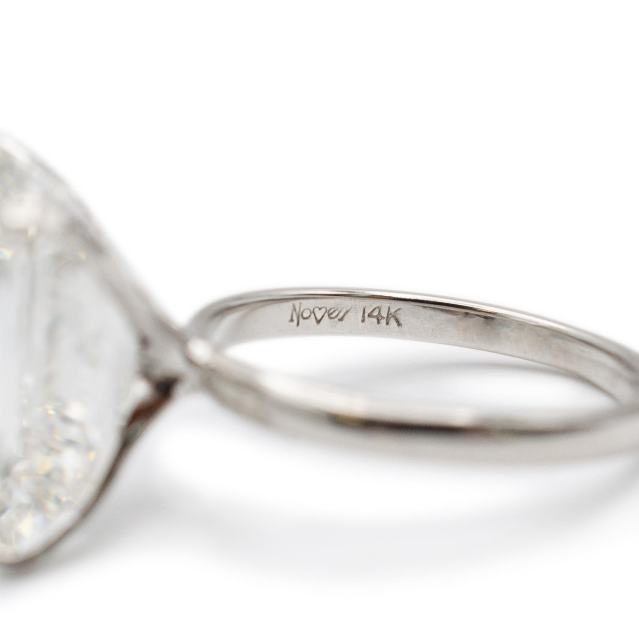 Ladies 14K White Gold Igi 10.18ct Emerald Cut Diamond Solitaire Engagement Ring