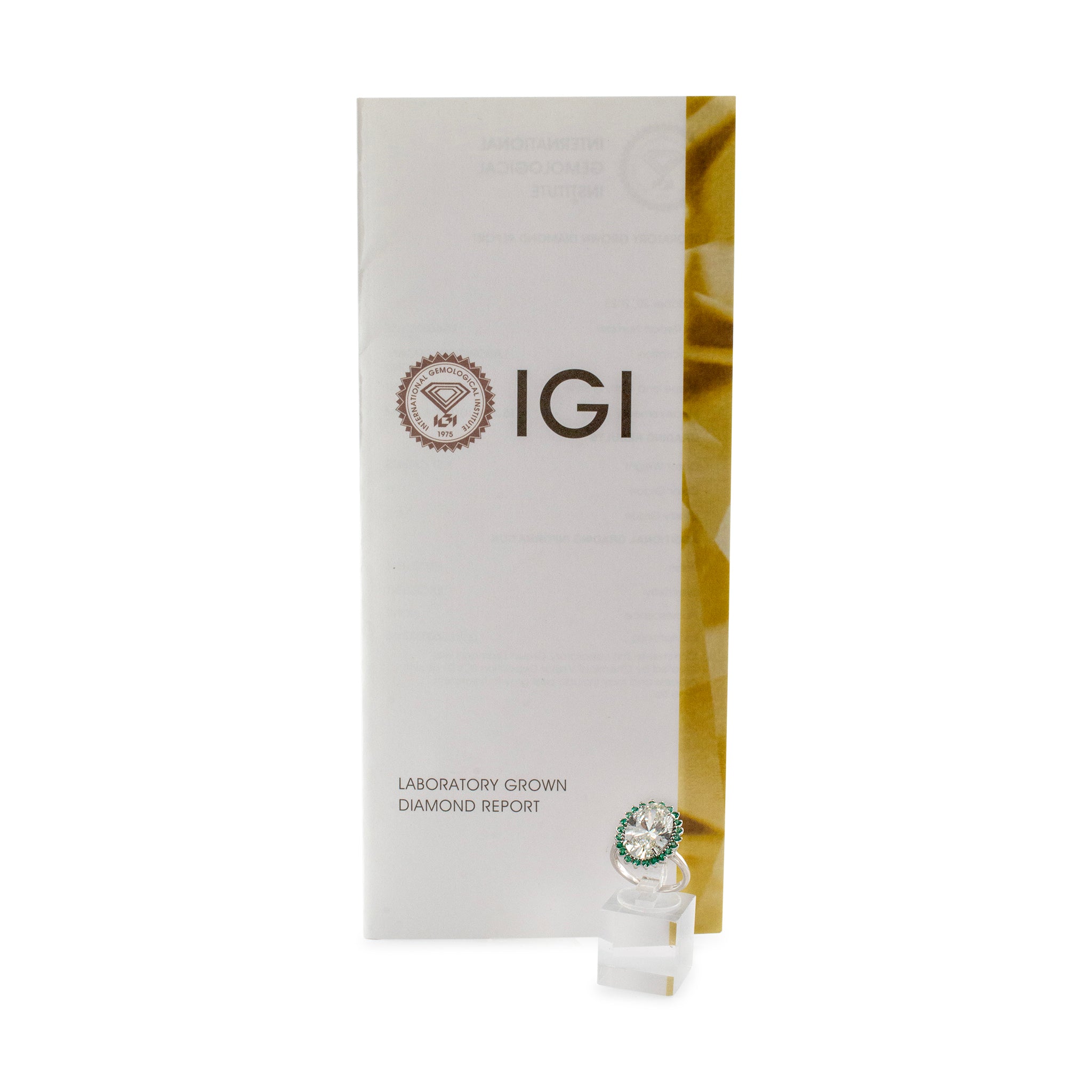 14K White Gold Lab Grown Oval 7.57ct H VS2 Diamond Halo Emerald Engagement Ring