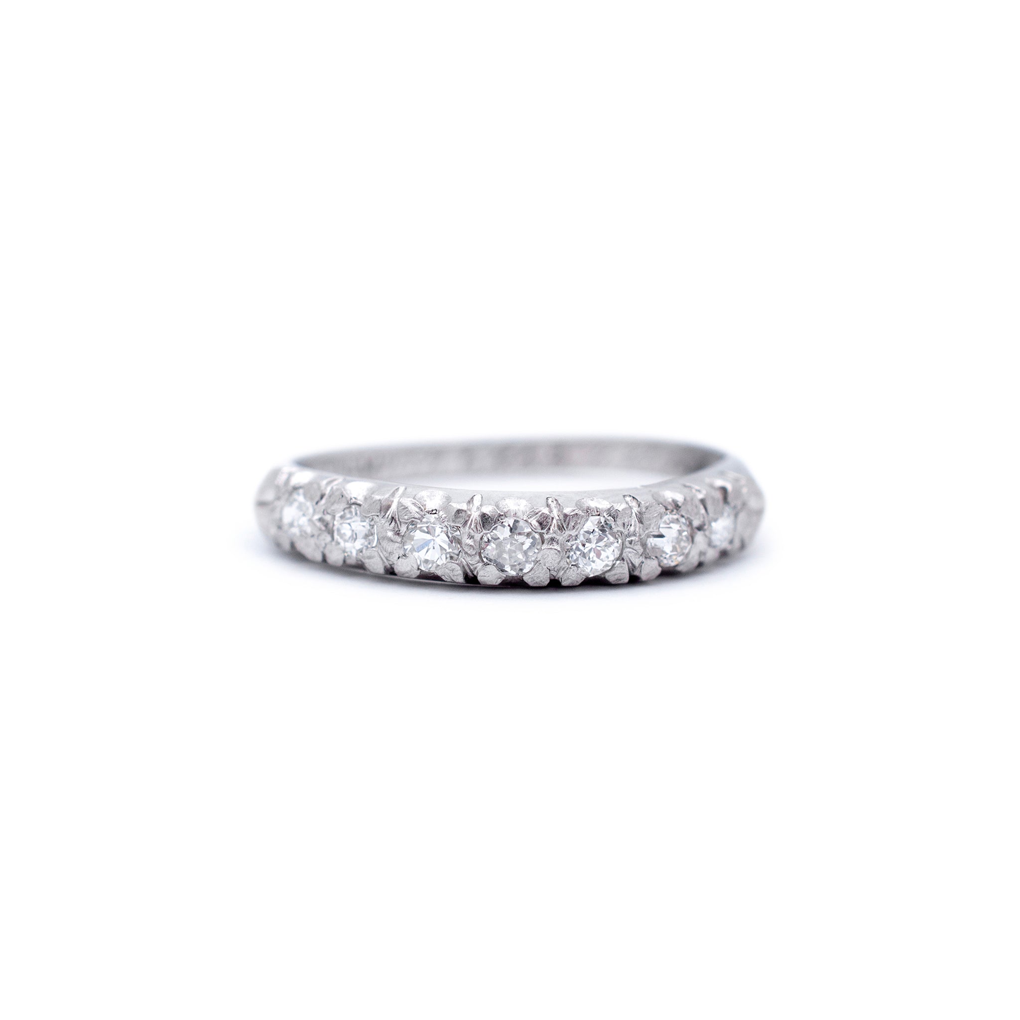 Antique Platinum Old European Diamond Wedding Band