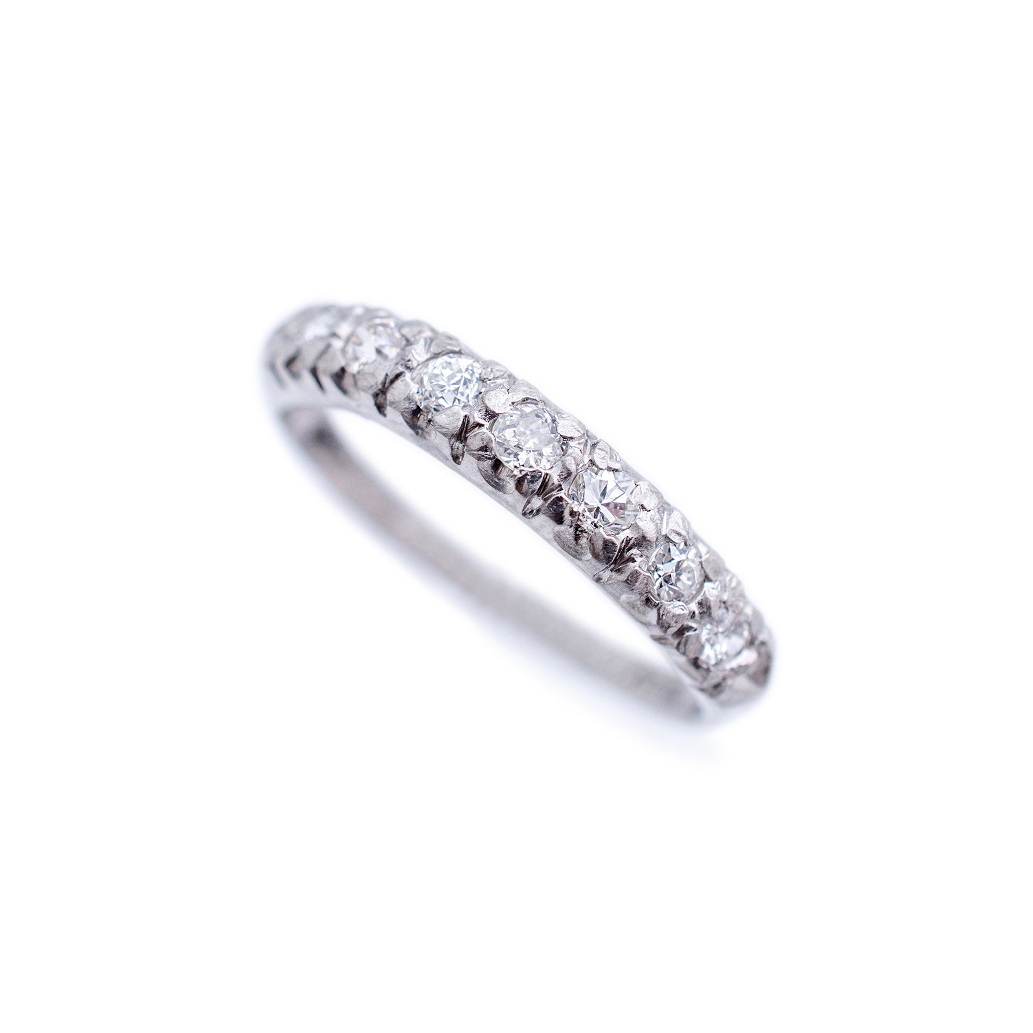 Antique Platinum Old European Diamond Wedding Band