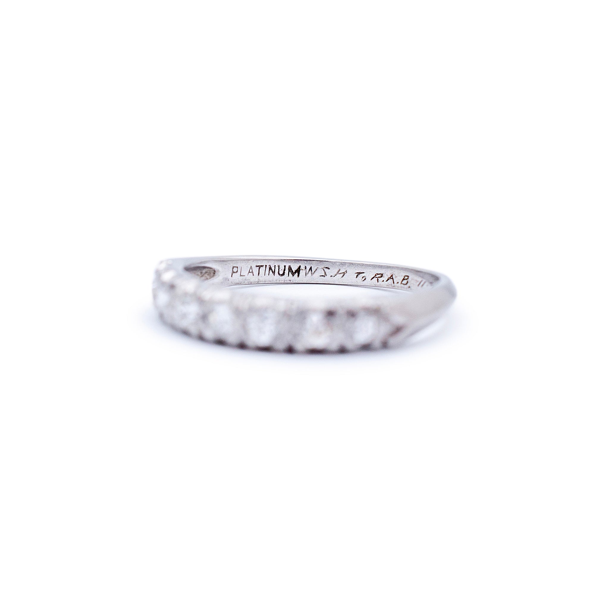 Antique Platinum Old European Diamond Wedding Band