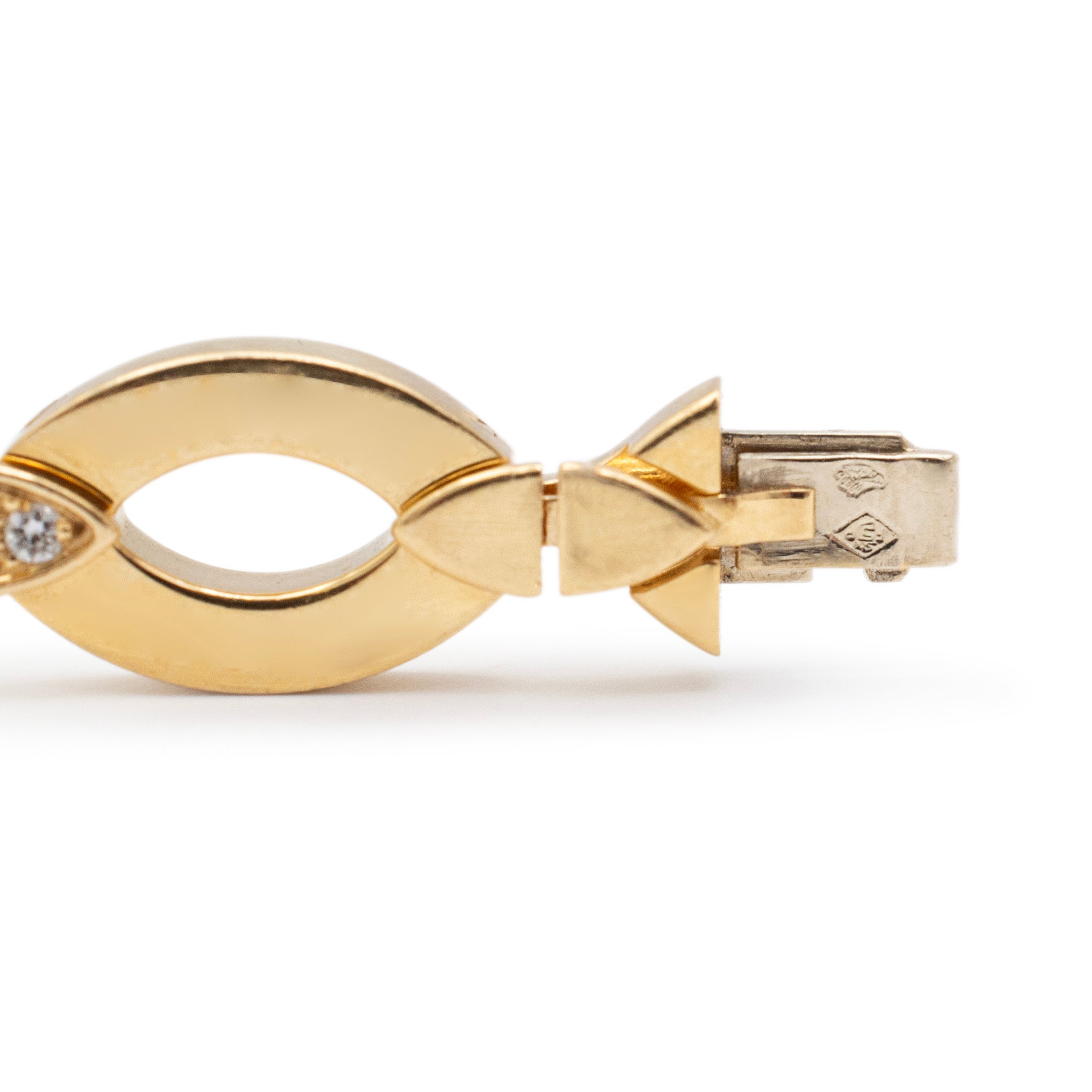Vintage Cartier 18K Yellow Gold Diadea Diamond Oval Link Bracelet