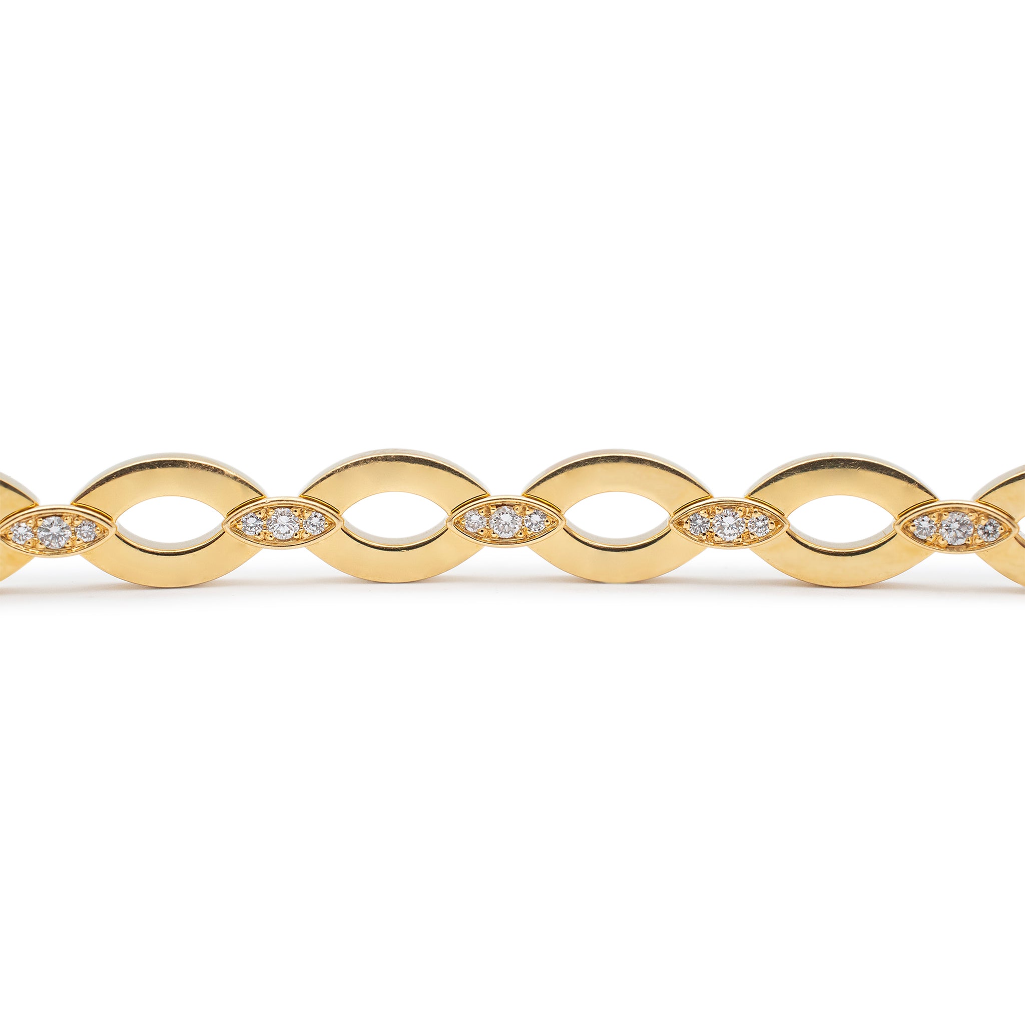 Vintage Cartier 18K Yellow Gold Diadea Diamond Oval Link Bracelet