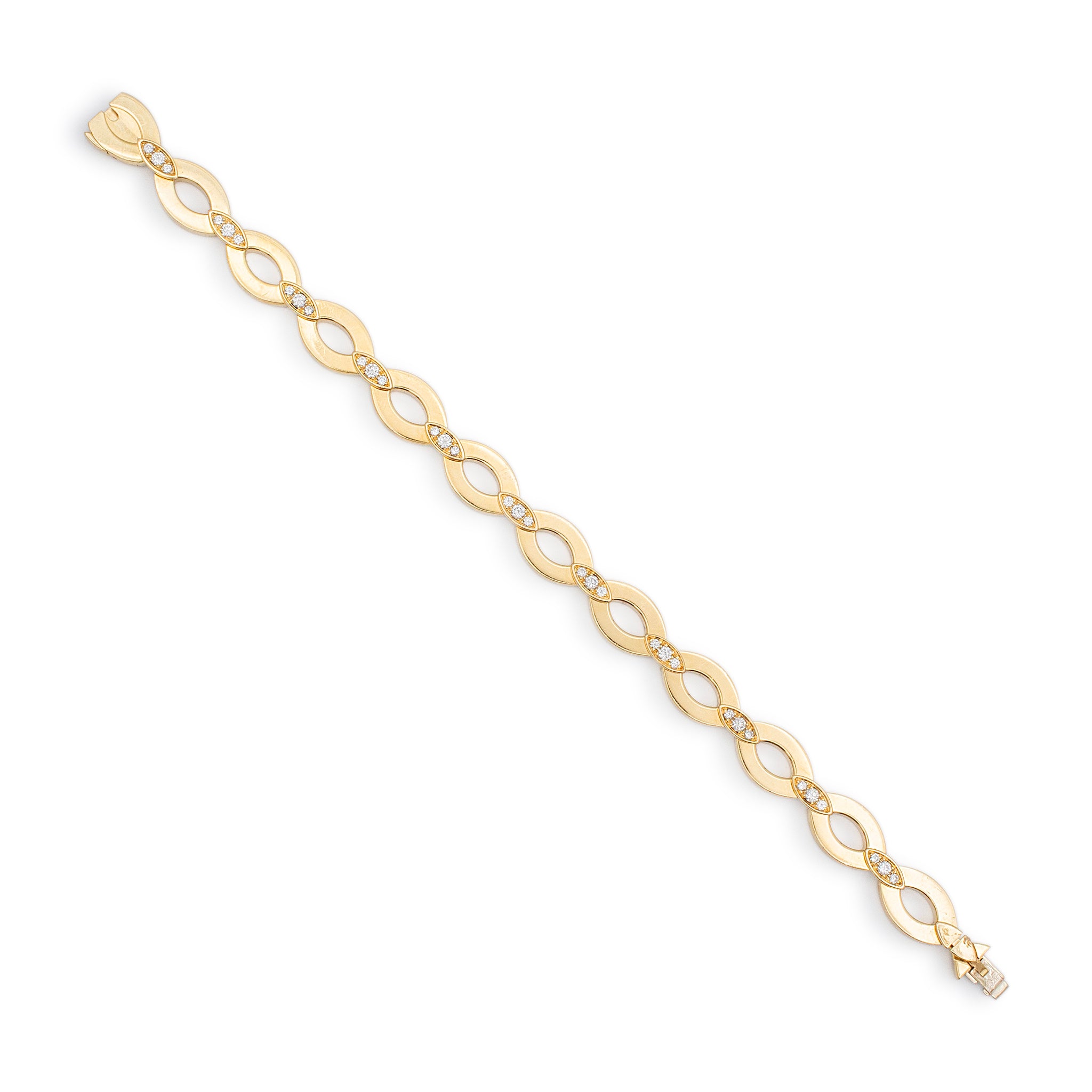 Vintage Cartier 18K Yellow Gold Diadea Diamond Oval Link Bracelet