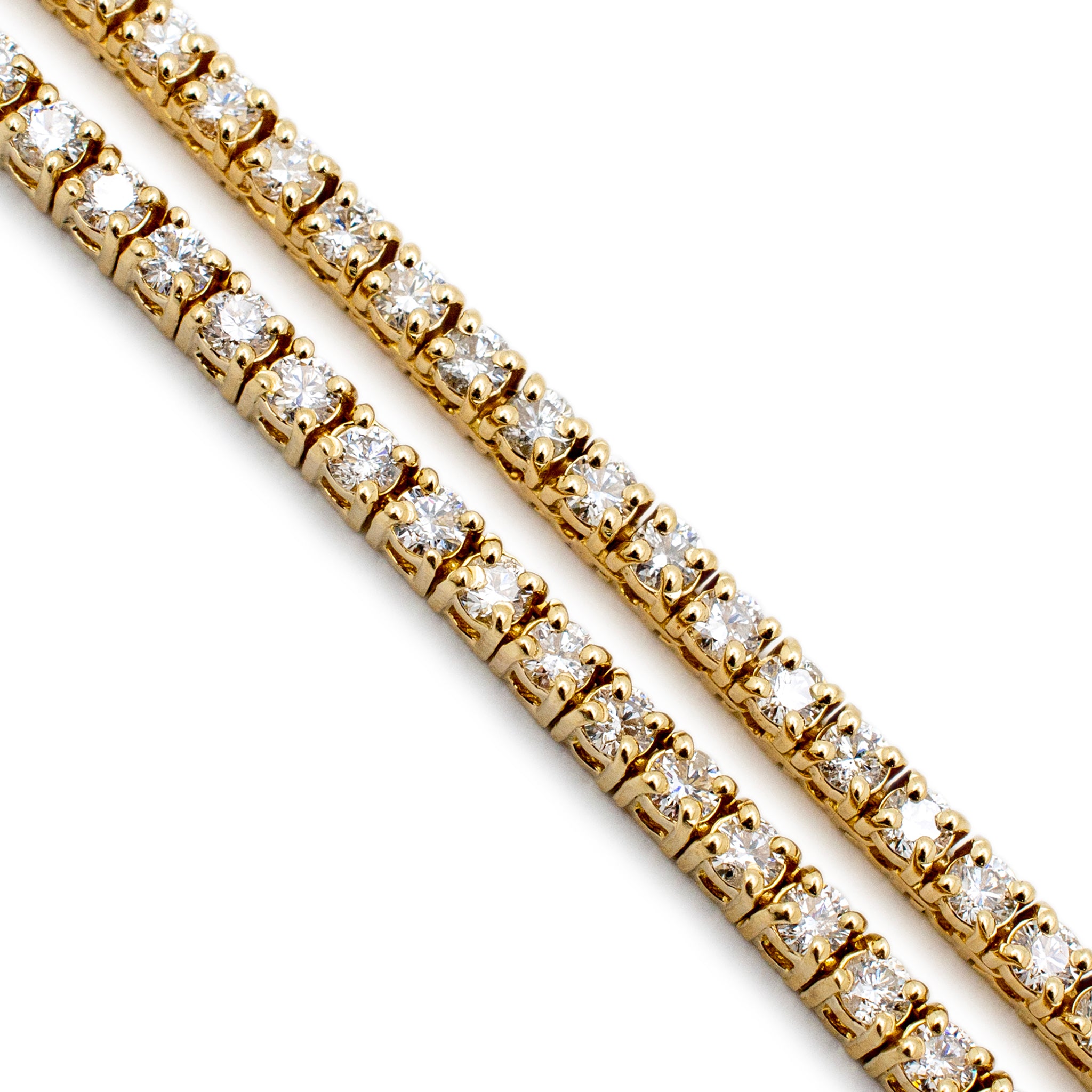 Ladies 10K Yellow Gold Diamond Tennis Chain Necklace