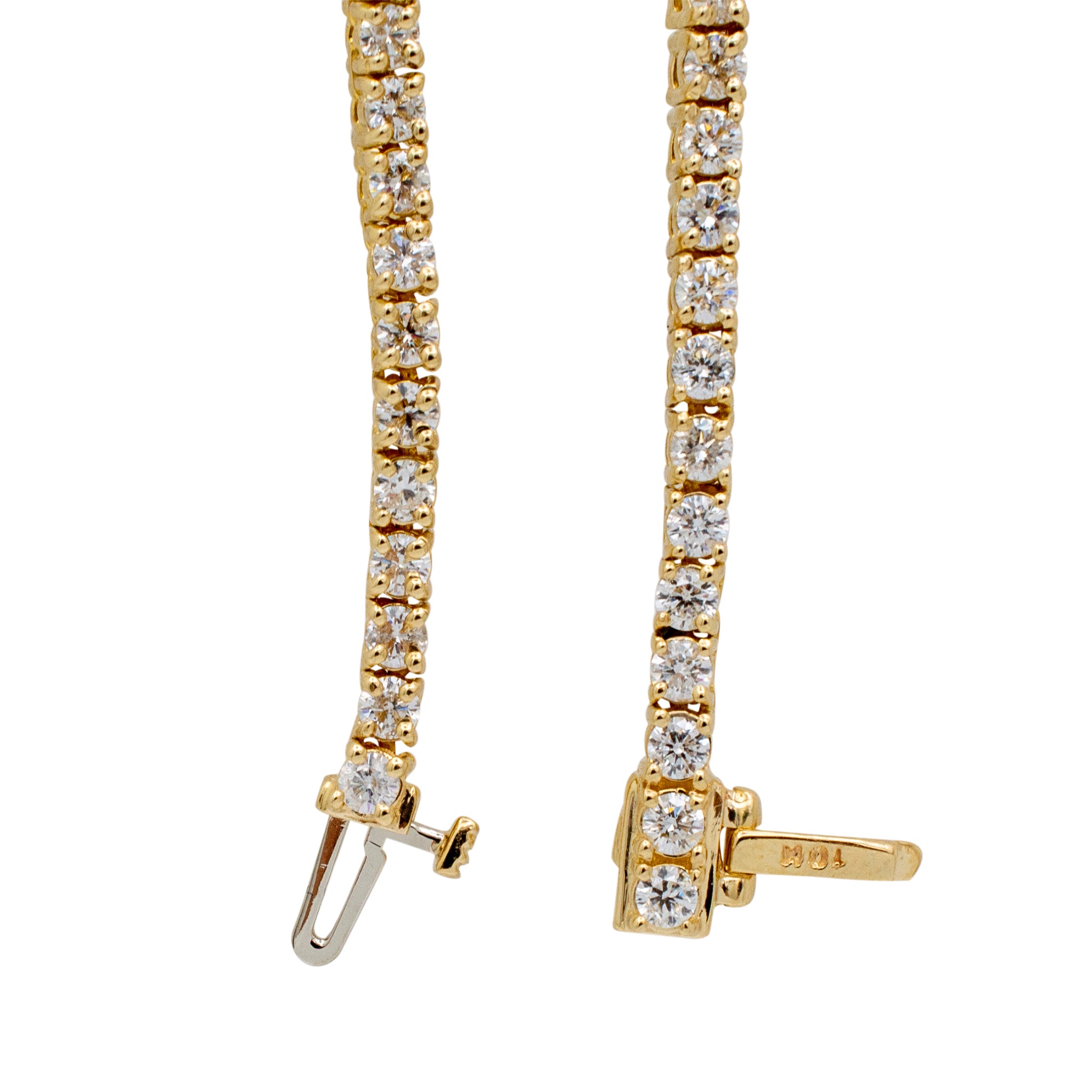 Ladies 10K Yellow Gold Diamond Tennis Chain Necklace