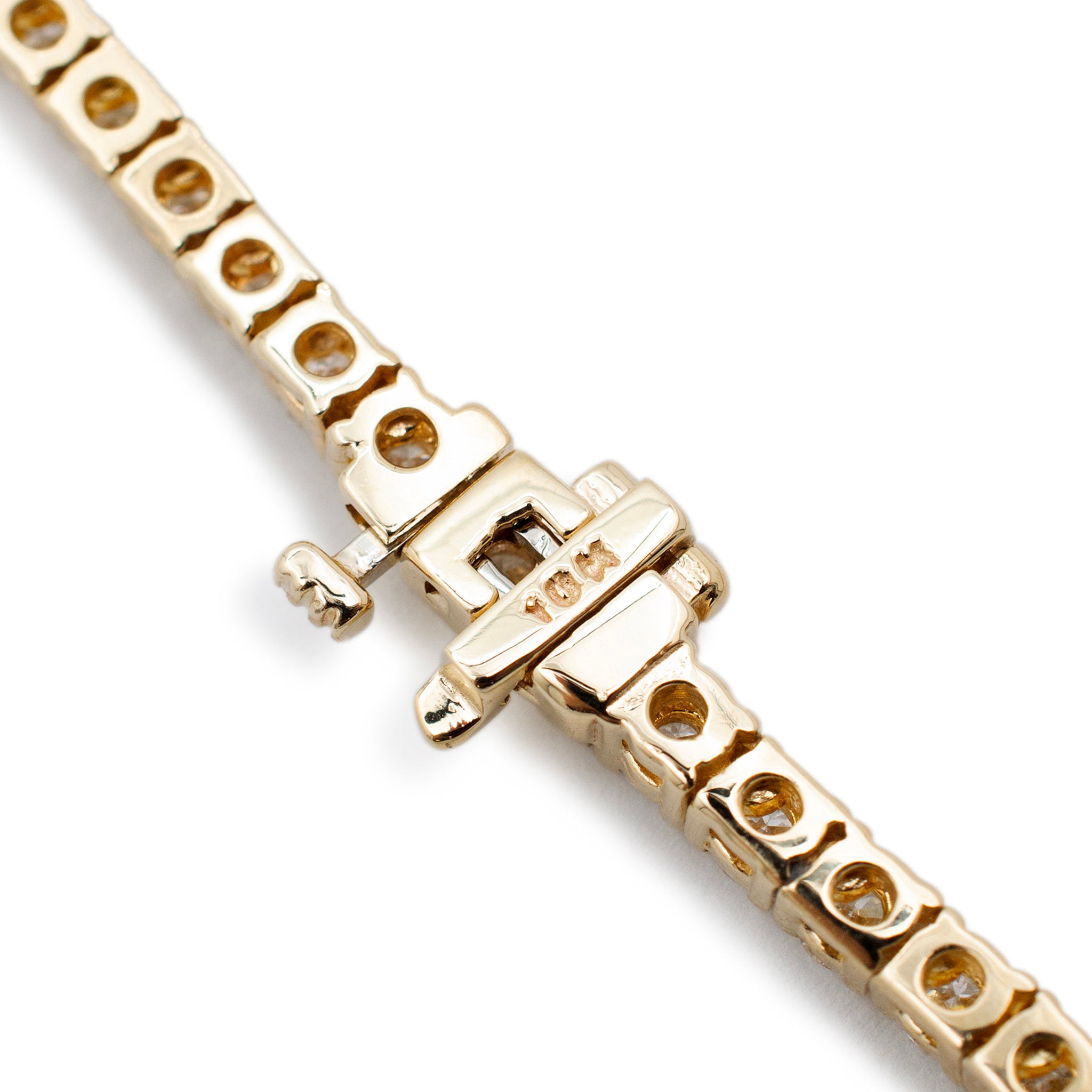 Ladies 10K Yellow Gold Diamond Tennis Chain Necklace