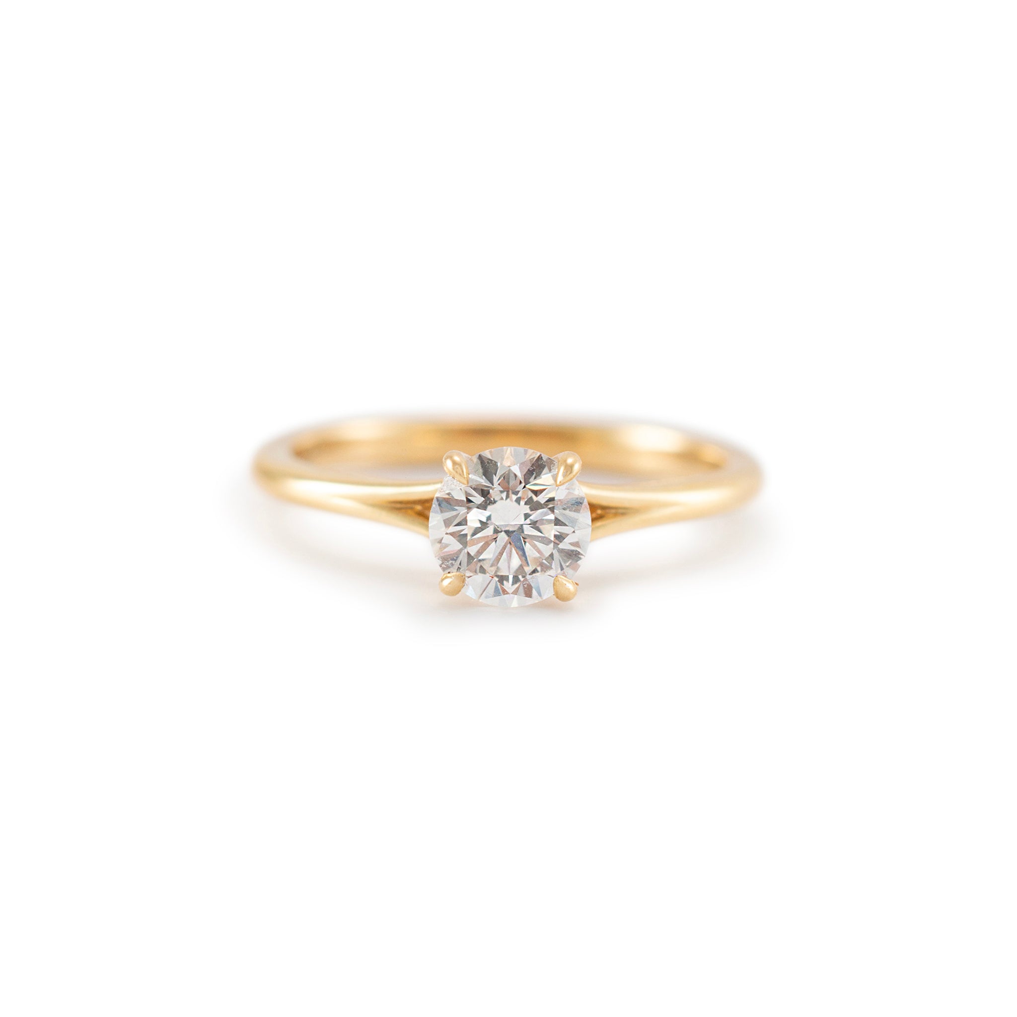 De Beers 18K Yellow Gold Classic Round Brilliant Solitaire Engagement Ring