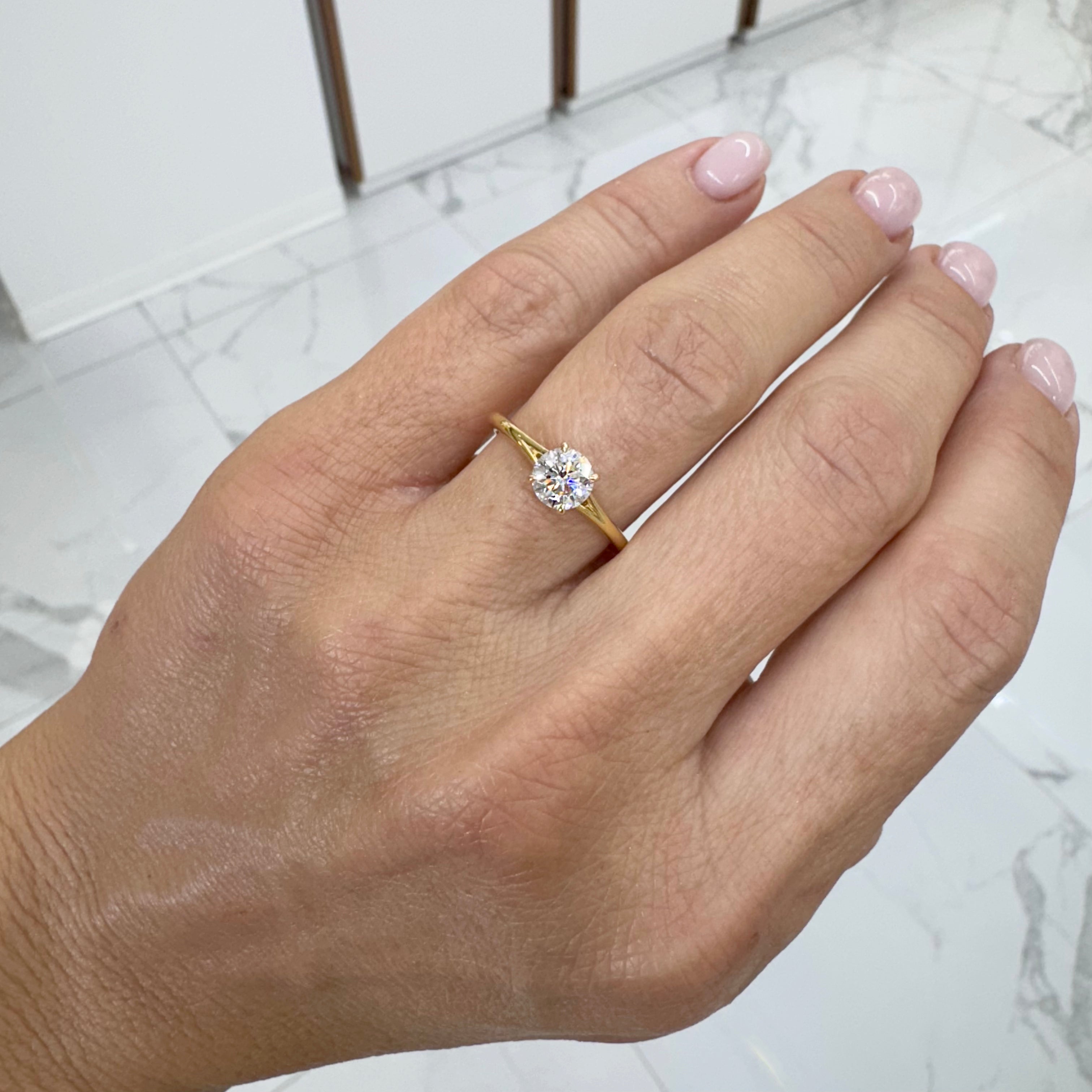 De Beers 18K Yellow Gold Classic Round Brilliant Solitaire Engagement Ring