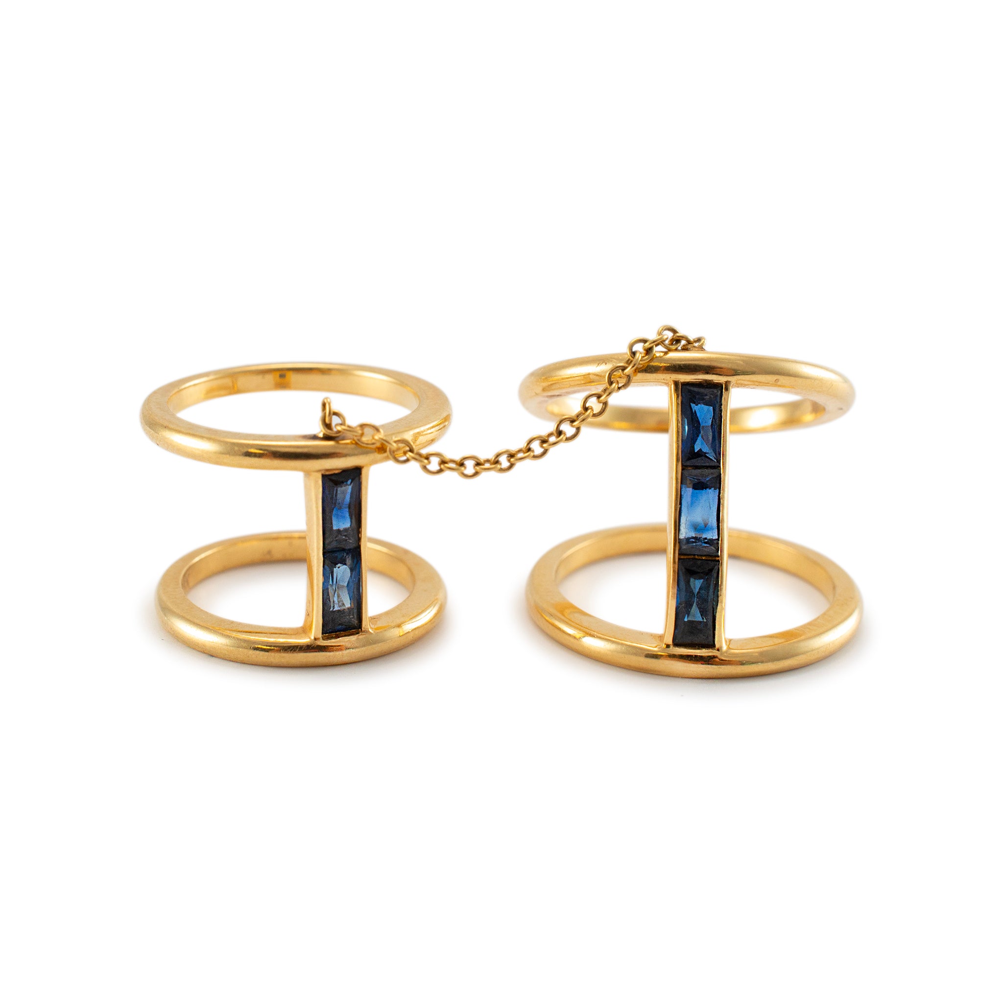 Reign 18K Yellow Gold Baguette Sapphires Two Piece Cocktail Ring