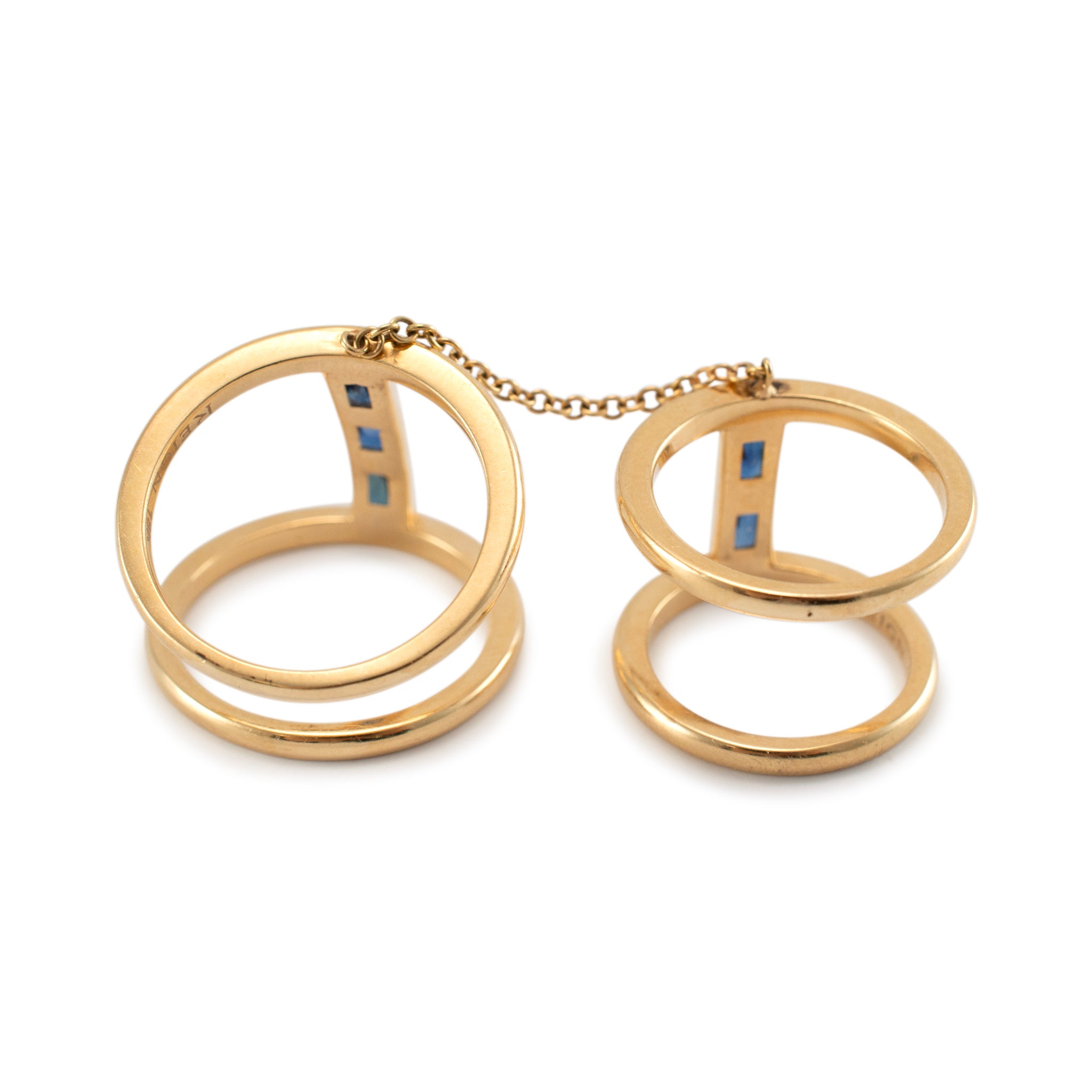 Reign 18K Yellow Gold Baguette Sapphires Two Piece Cocktail Ring