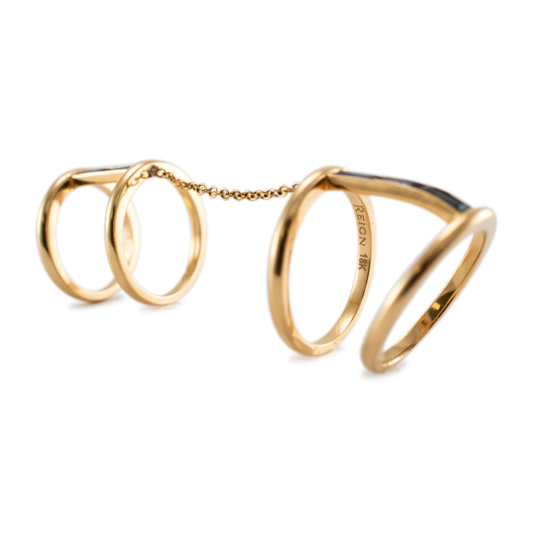 Reign 18K Yellow Gold Baguette Sapphires Two Piece Cocktail Ring