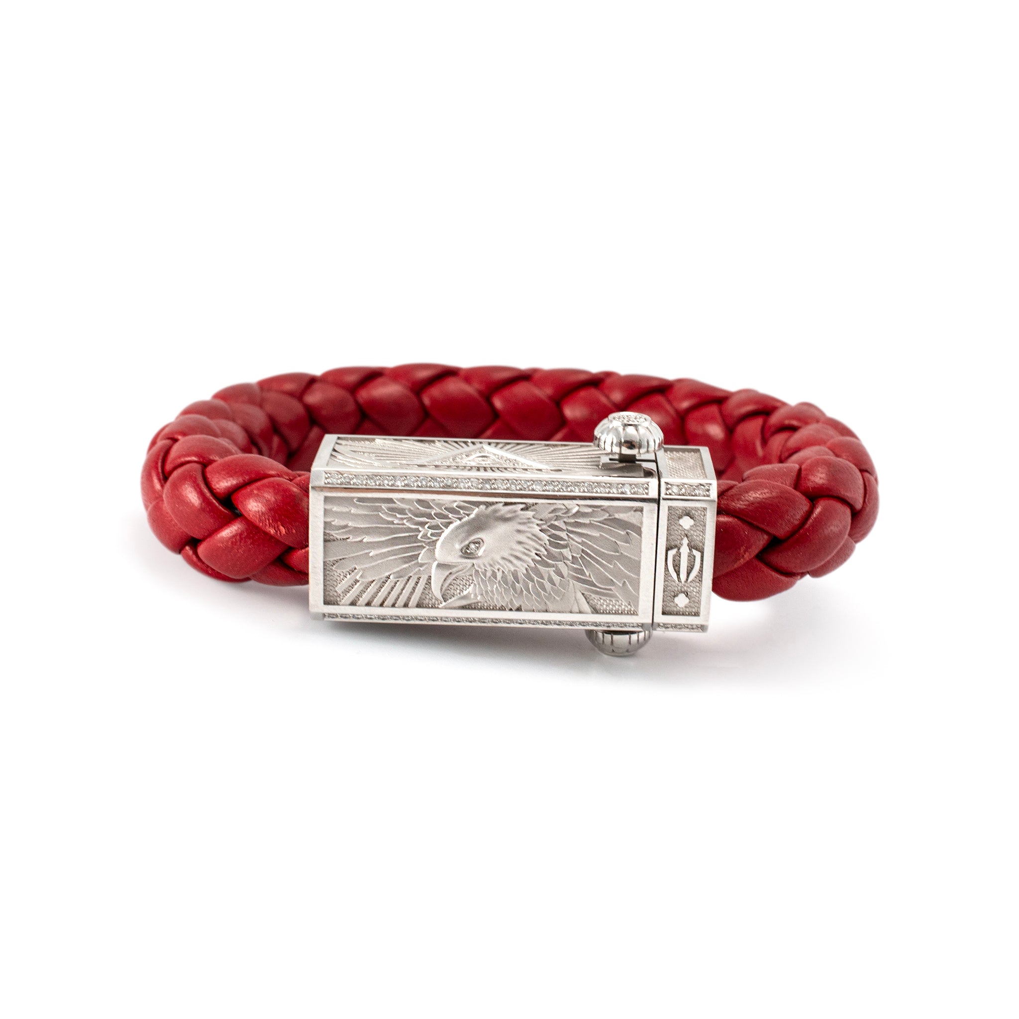 Sword Limited Red Fiat Lux 18K White Gold Titanium Eagle Diamond Bracelet