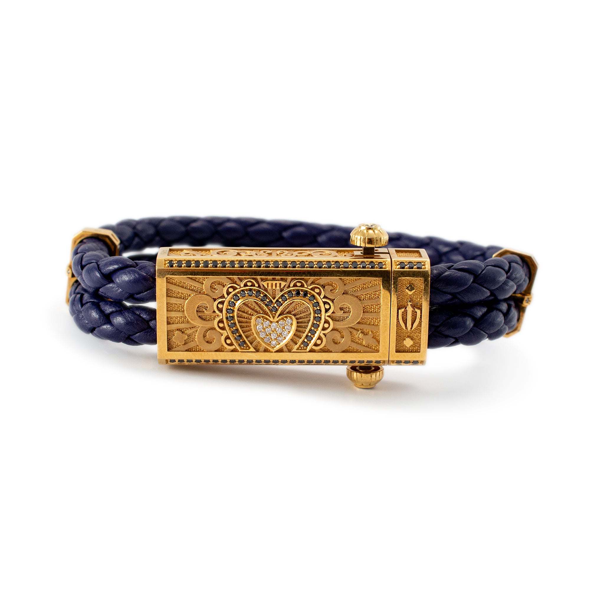 Sword Limited Blue Carpe Diem 18K Yellow Gold Titanium Heart Diamond Bracelet