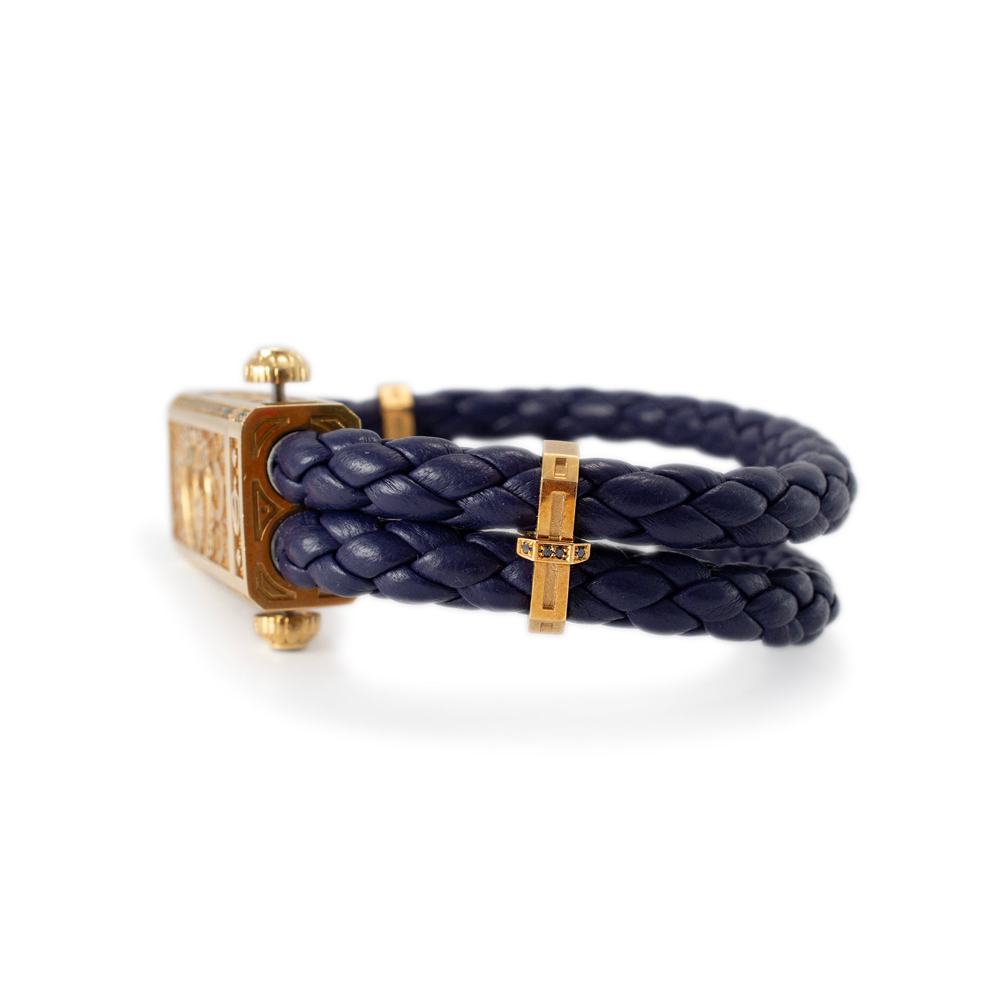 Sword Limited Blue Carpe Diem 18K Yellow Gold Titanium Heart Diamond Bracelet