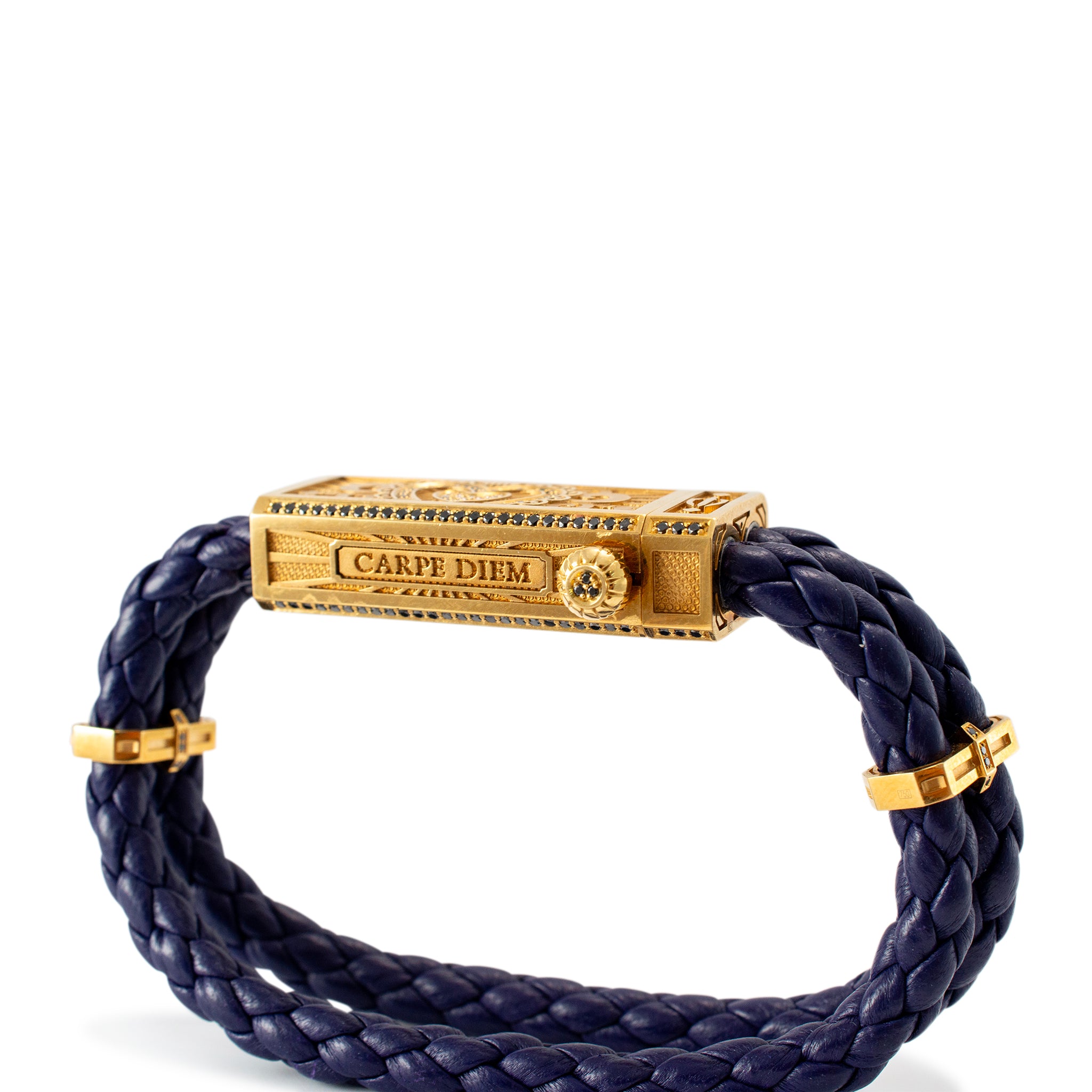 Sword Limited Blue Carpe Diem 18K Yellow Gold Titanium Heart Diamond Bracelet