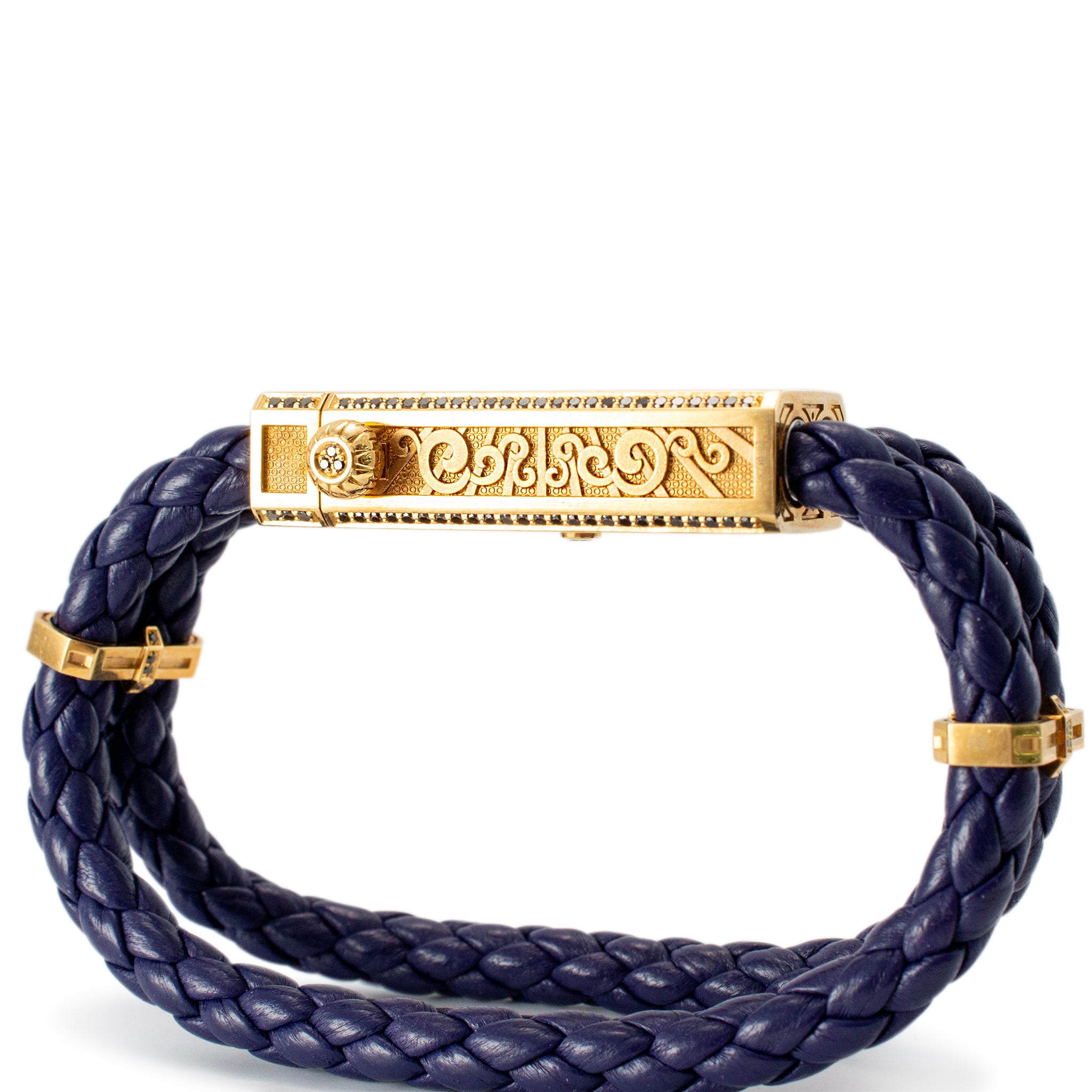 Sword Limited Blue Carpe Diem 18K Yellow Gold Titanium Heart Diamond Bracelet