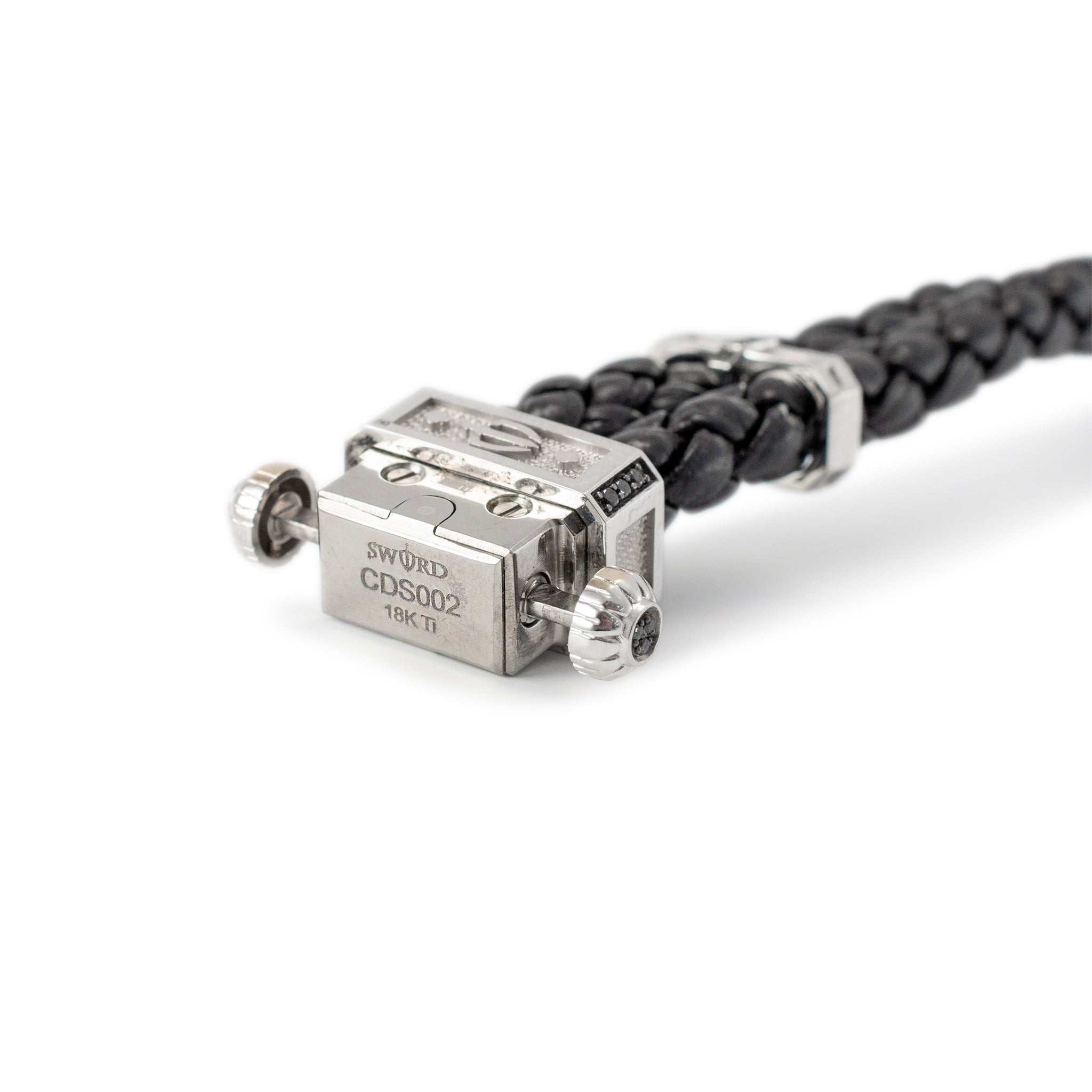 Sword Limited Black Carpe Diem 18K White Gold Titanium Heart Diamond Bracelet