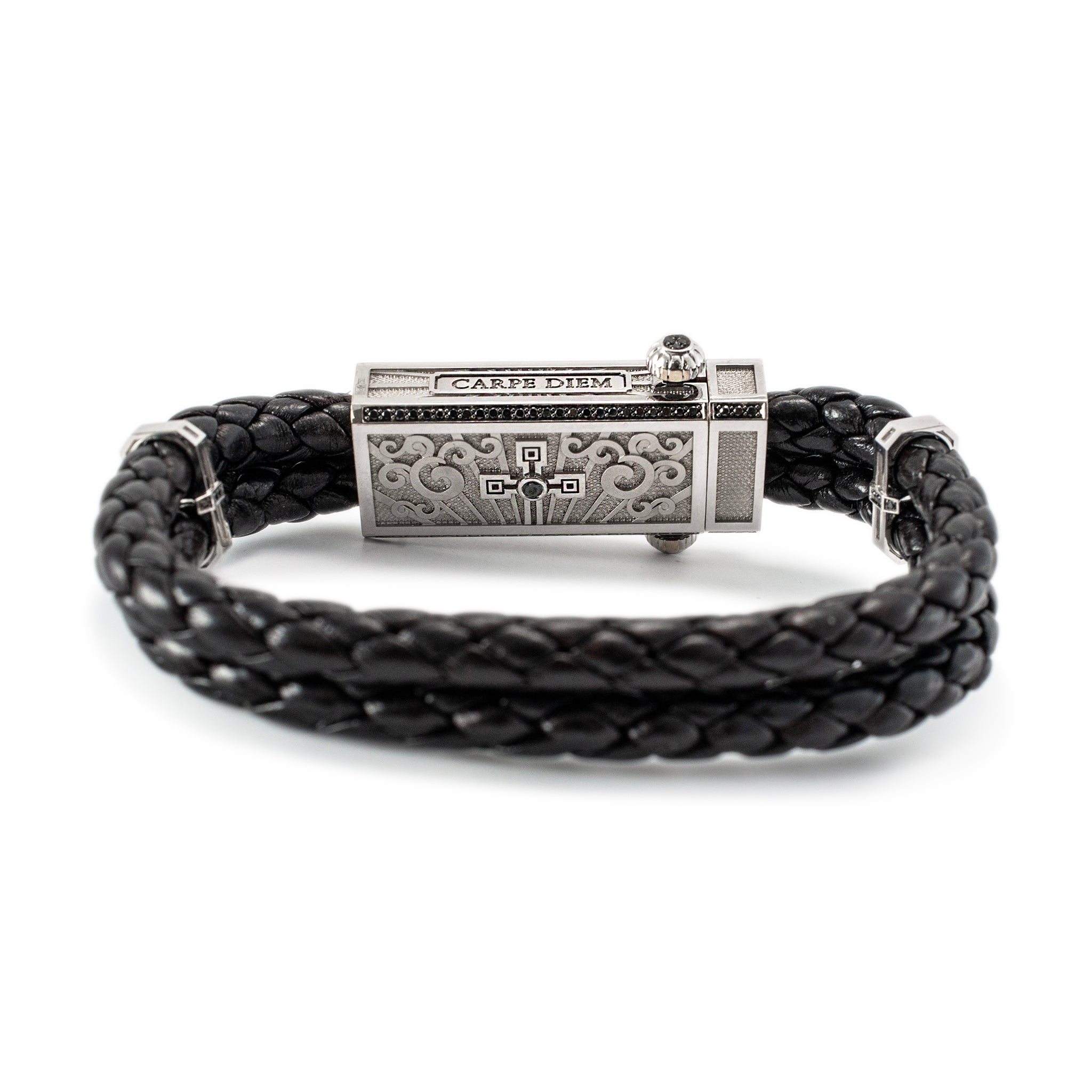 Sword Limited Black Carpe Diem 18K White Gold Titanium Heart Diamond Bracelet