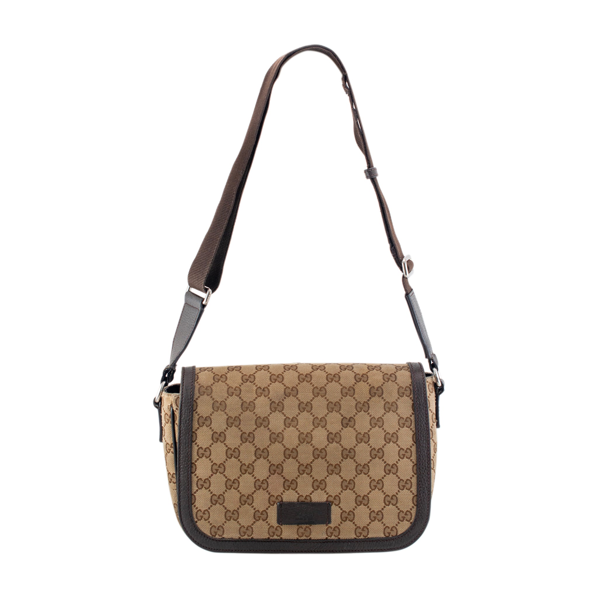 Gucci Monogram GG Canvas 807401990 Brown & Beige Flap Cross Body Messenger Bag