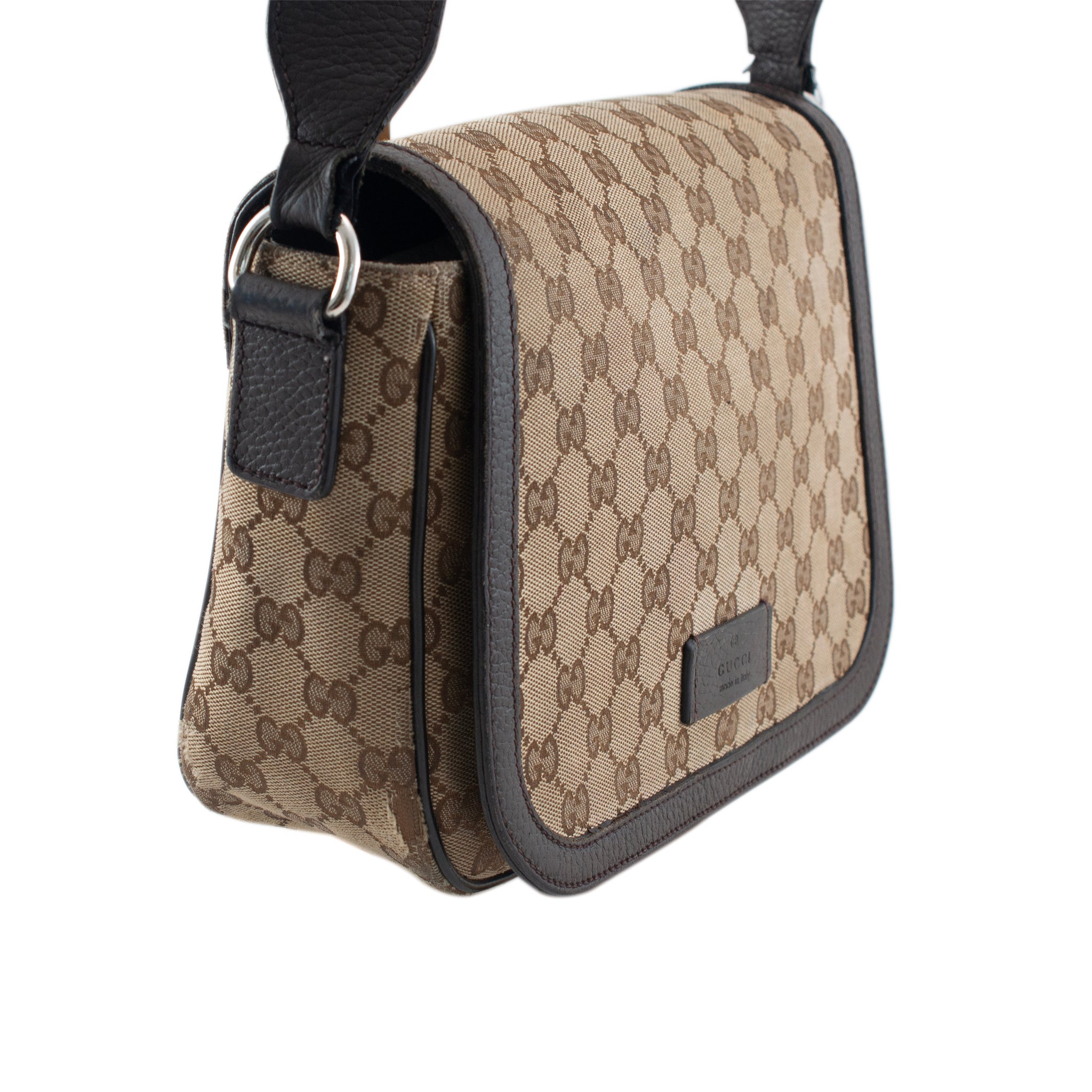 Gucci Monogram GG Canvas 807401990 Brown & Beige Flap Cross Body Messenger Bag