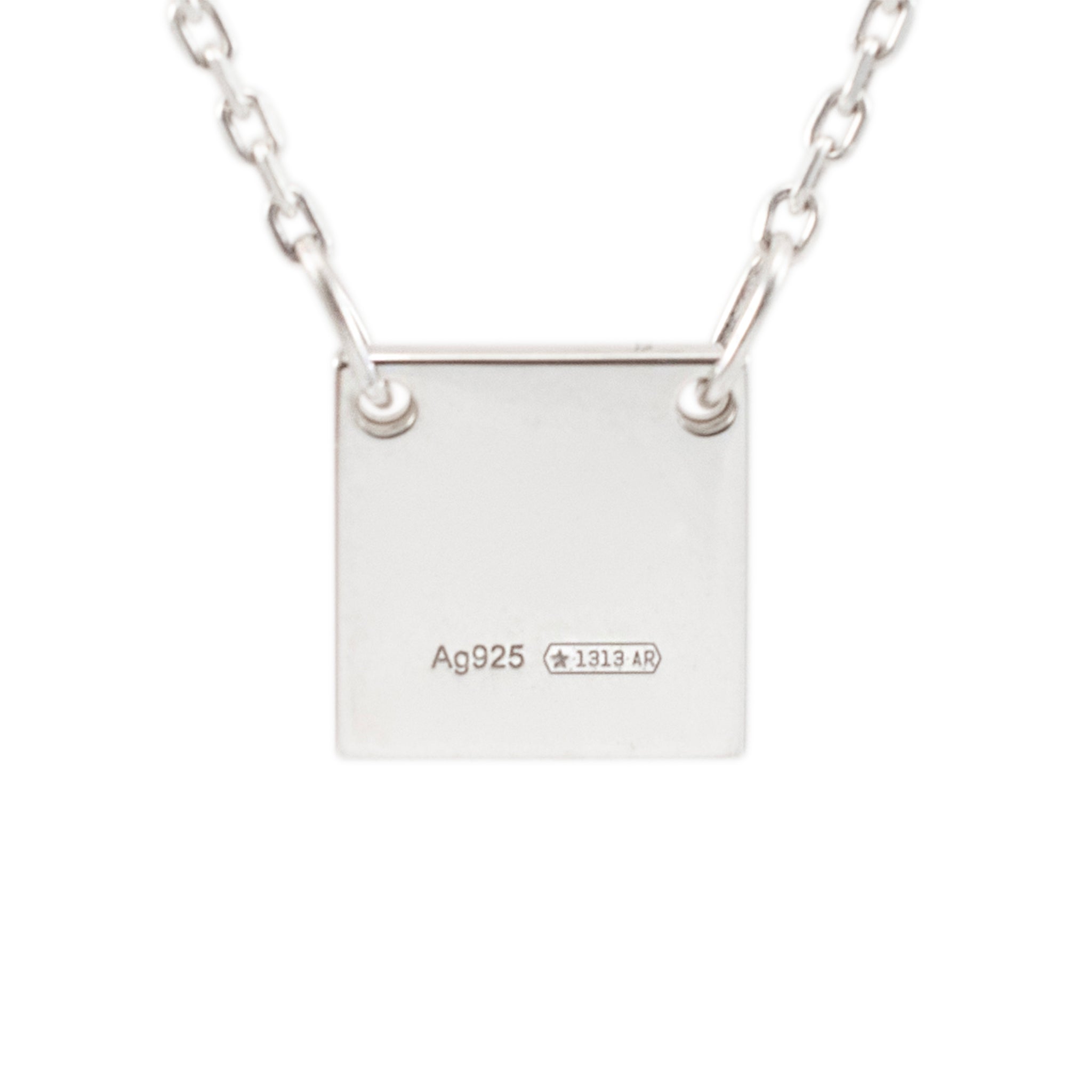 Gucci 925 Sterling Silver Ladies Square Tag Pendant Necklace