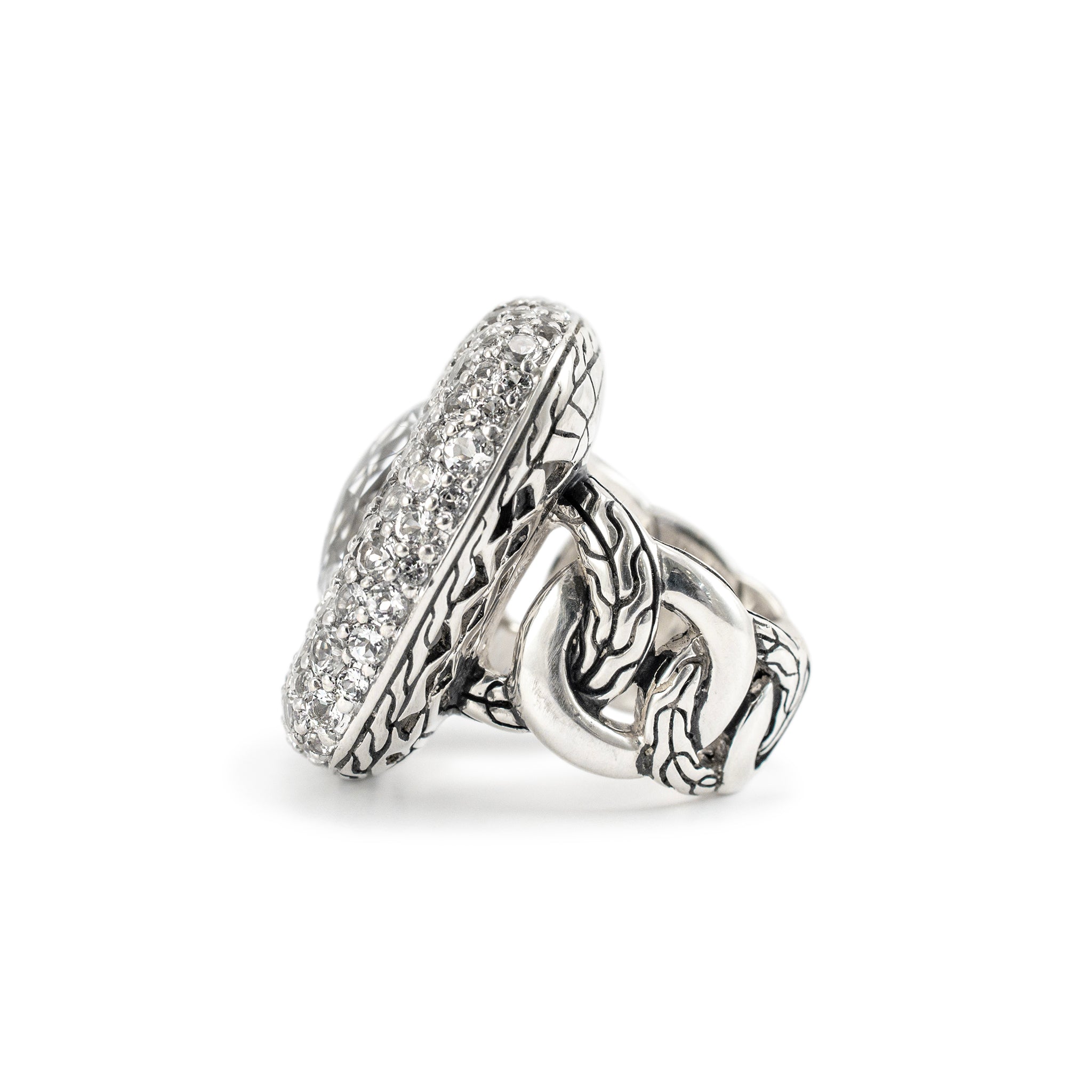 John Hardy Retired White Topaz Batu Klasik Cocktail Ring