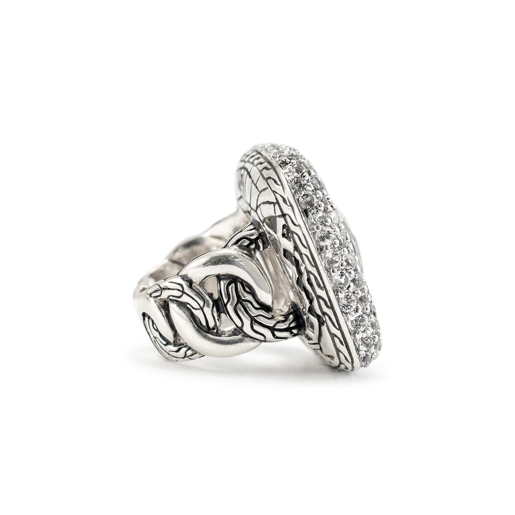 John Hardy Retired White Topaz Batu Klasik Cocktail Ring