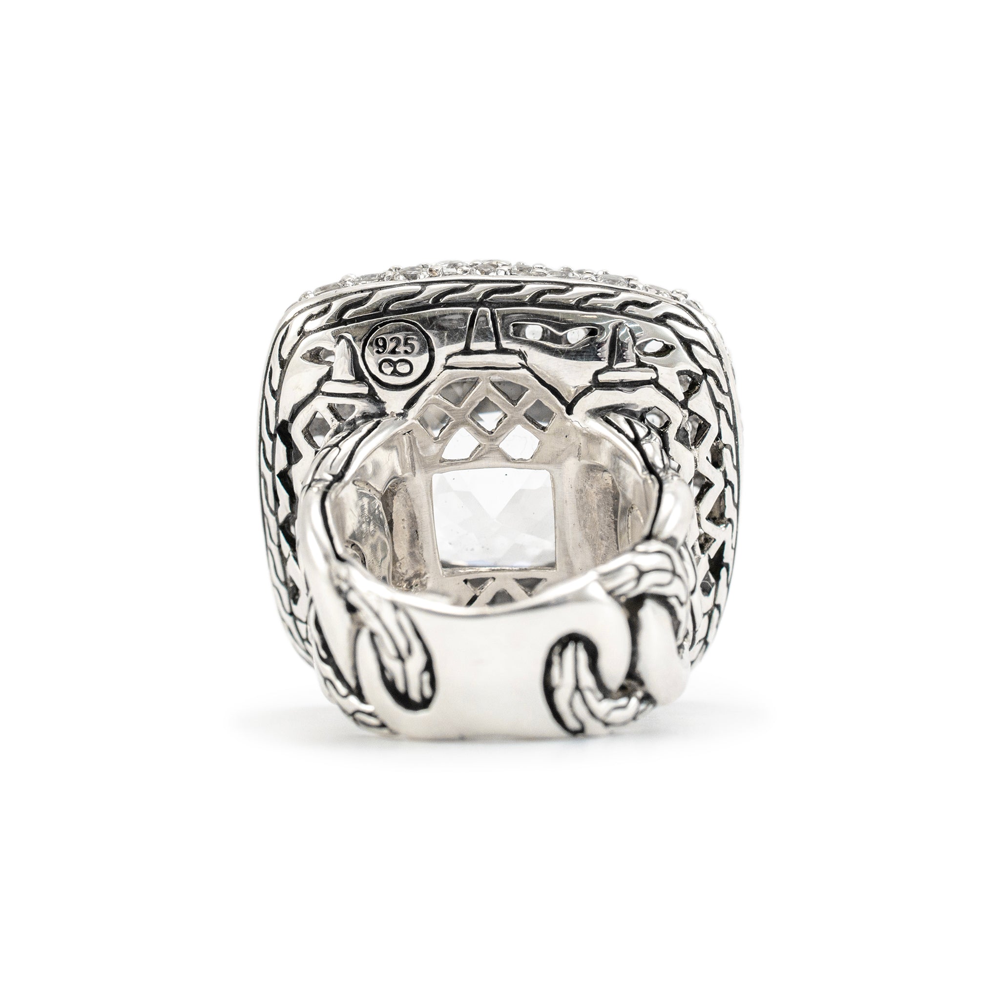 John Hardy Retired White Topaz Batu Klasik Cocktail Ring