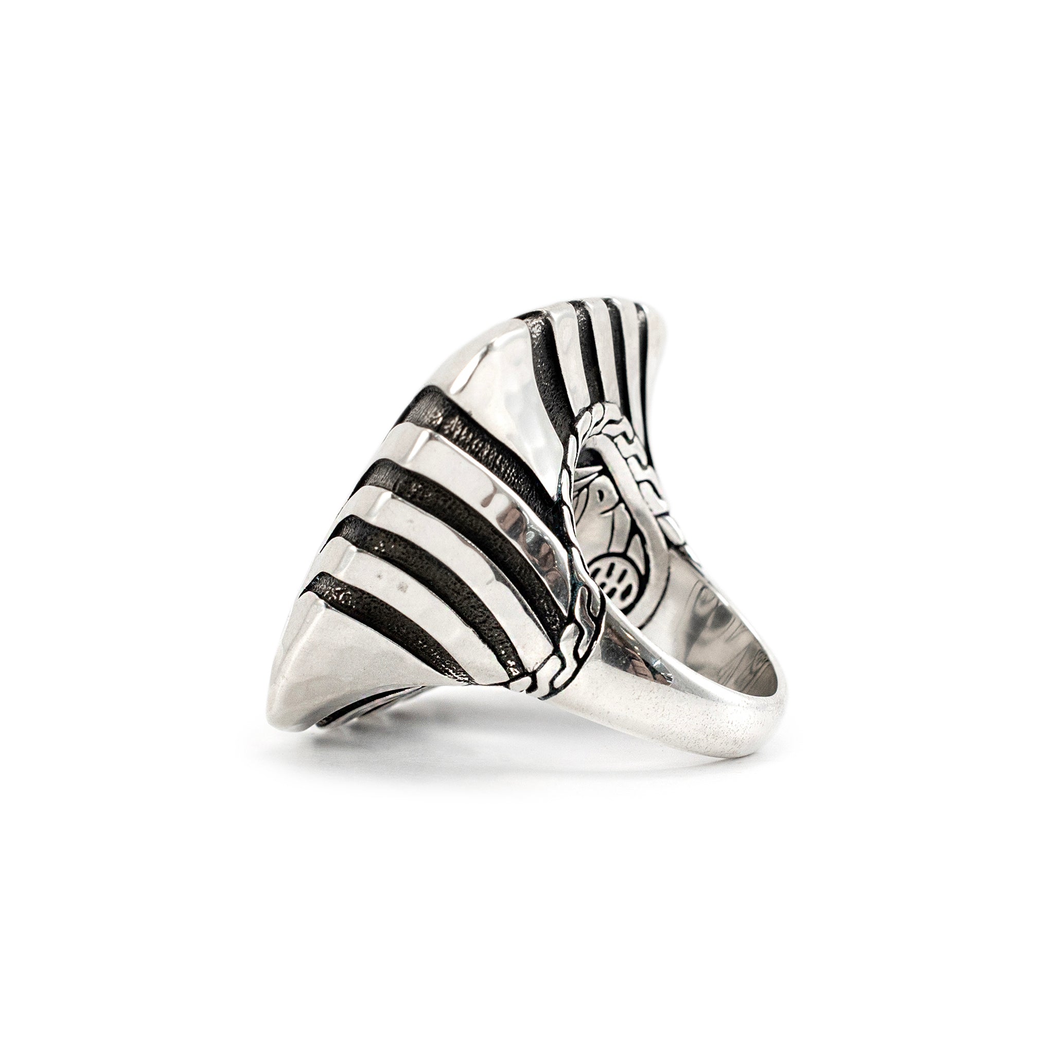 John Hardy 925 Sterling Silver Palu Macan Square Hammered Stripe Cocktail Ring