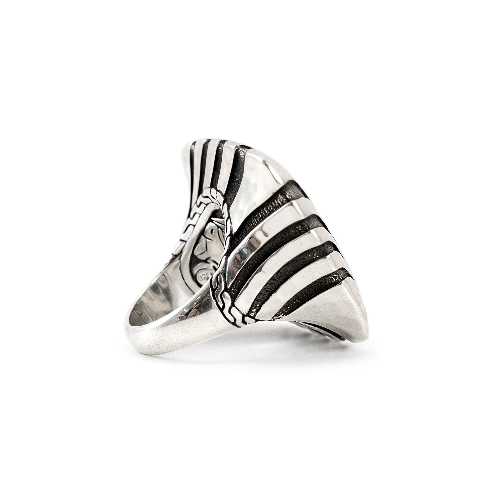 John Hardy 925 Sterling Silver Palu Macan Square Hammered Stripe Cocktail Ring