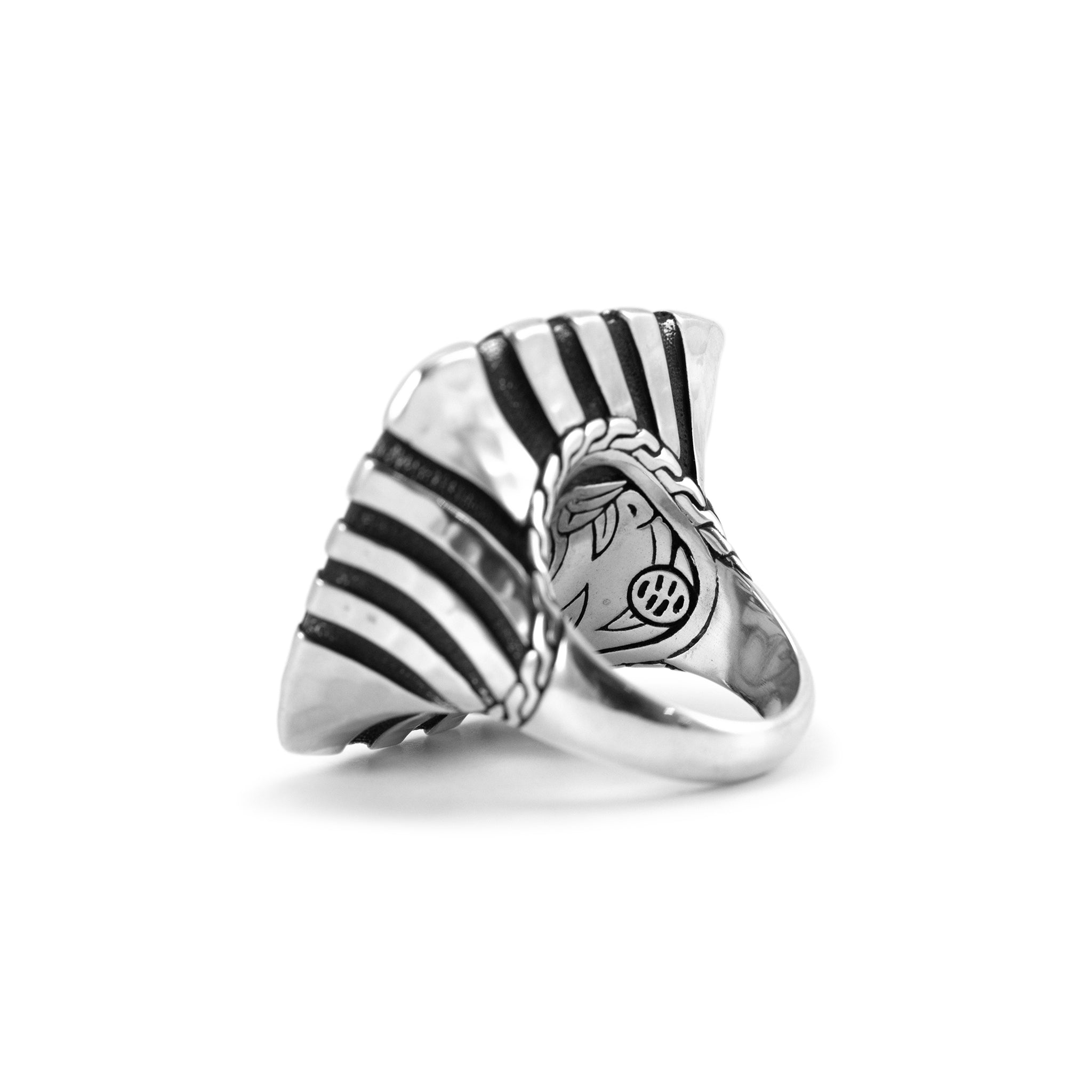 John Hardy 925 Sterling Silver Palu Macan Square Hammered Stripe Cocktail Ring