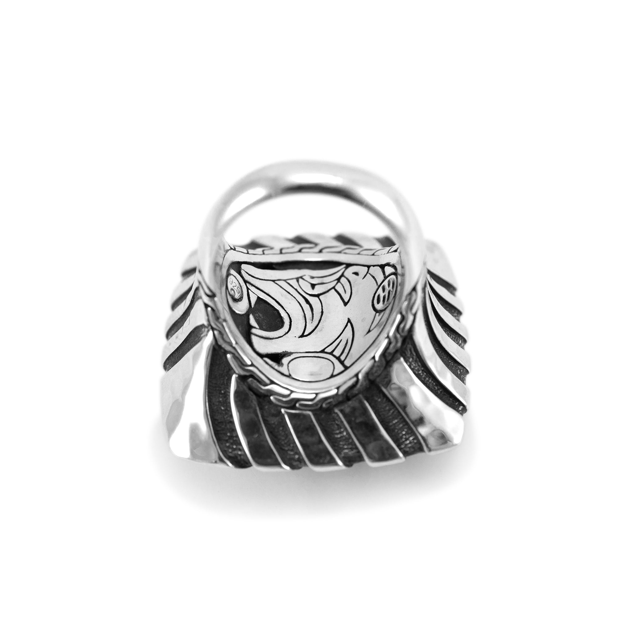 John Hardy 925 Sterling Silver Palu Macan Square Hammered Stripe Cocktail Ring